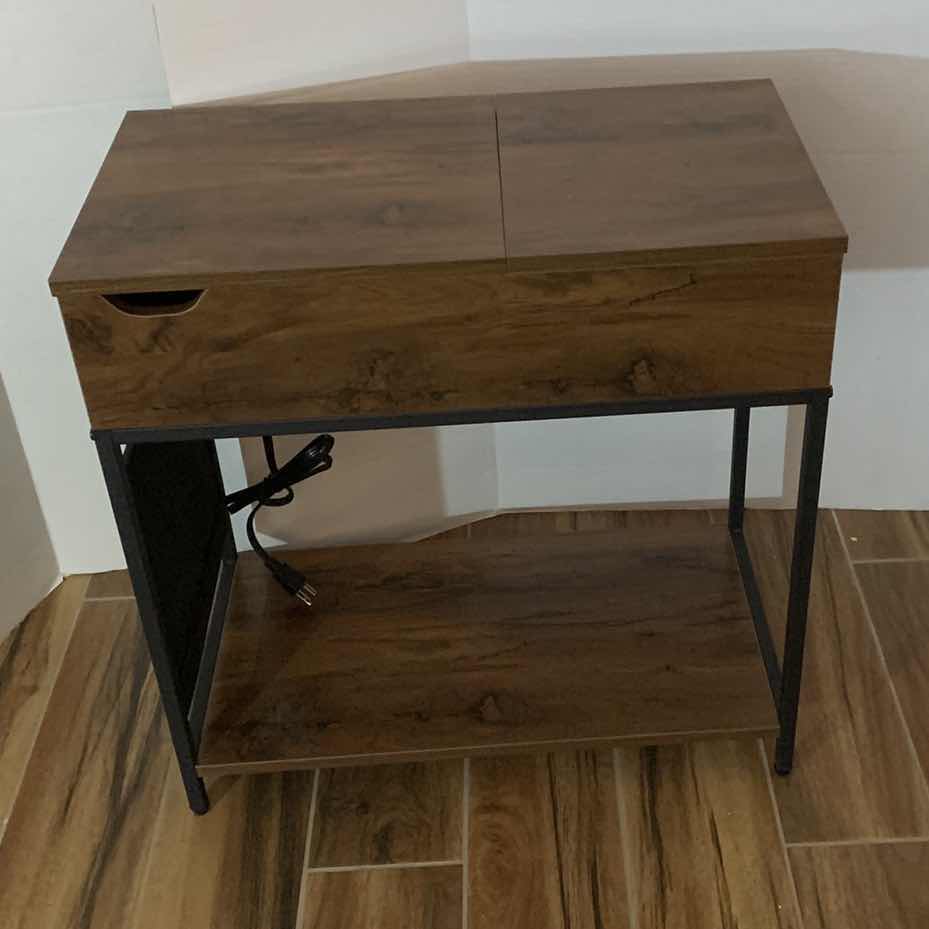 Photo 1 of NARROW WOODEN END TABLE WITH USB CHARGING STATION AND ELECTRICAL OUTLETS 12” X 24” H 24”