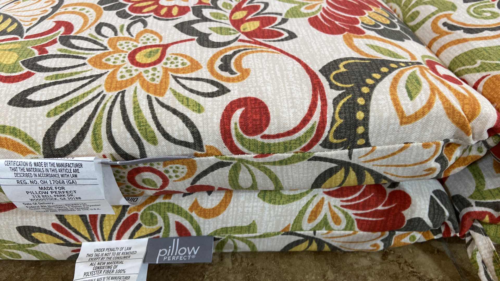 Photo 1 of 2-PATIO CHAIR SEAT CUSHIONS 30” X 18” POLYESTER MATERIAL