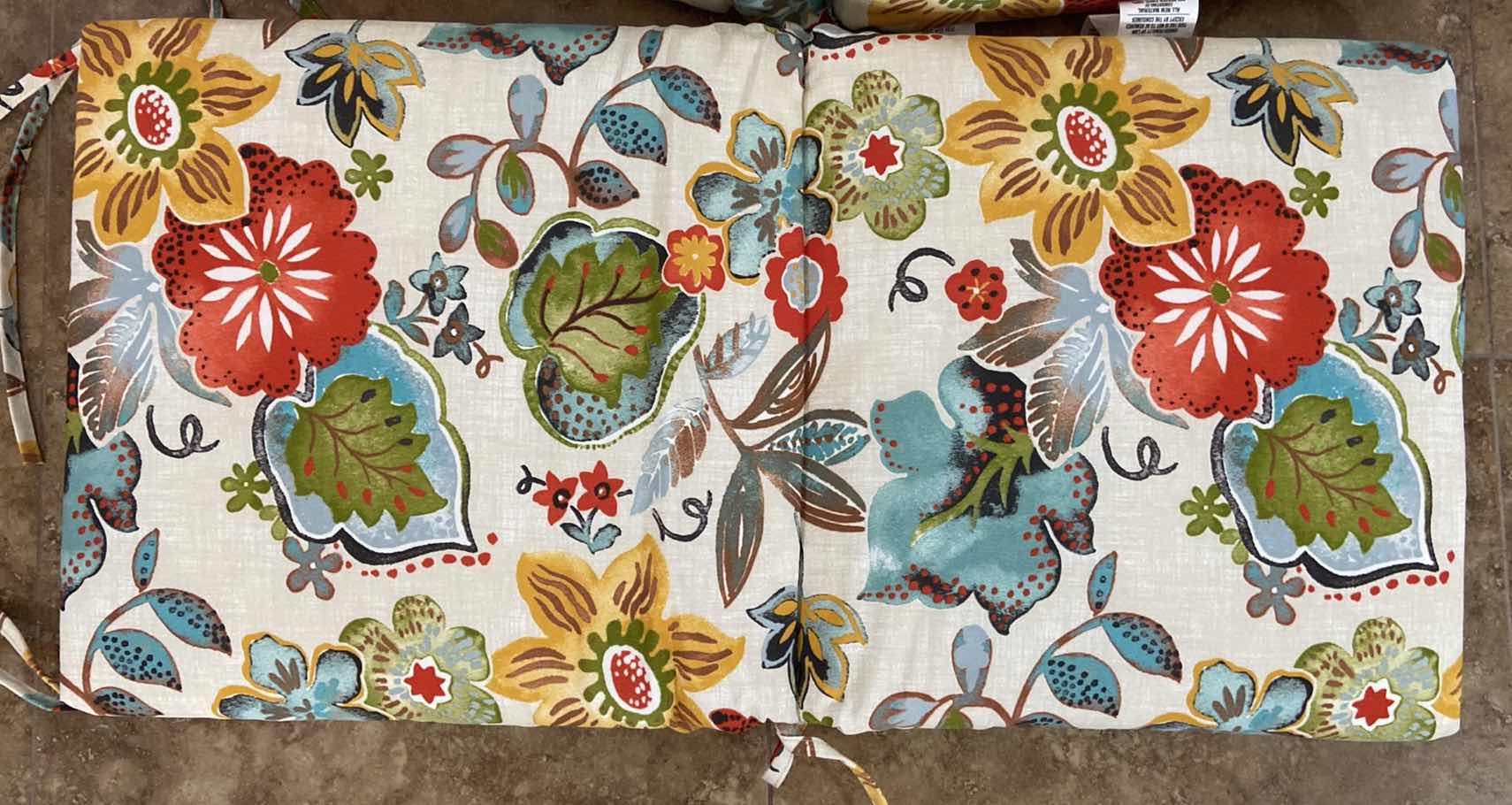 Photo 1 of 2-PATIO CHAIR SEAT CUSHIONS 34” X 18.5” POLYESTER MATERIAL