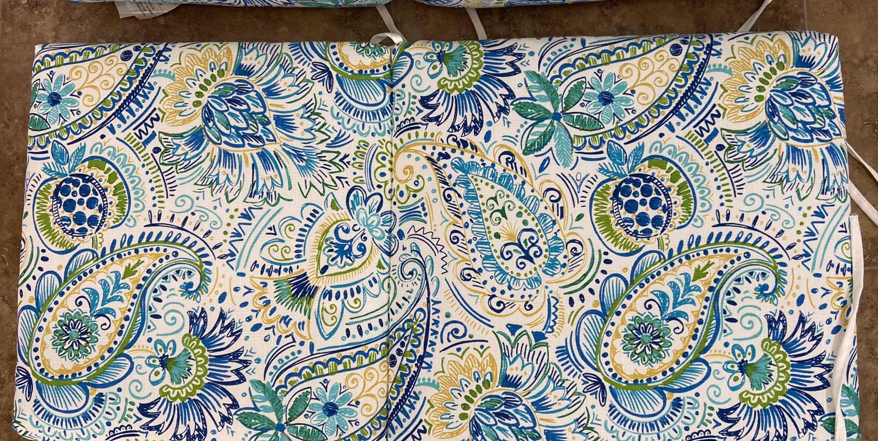 Photo 1 of 2-PATIO CHAIR SEAT CUSHIONS 36” X 18” POLYESTER MATERIAL