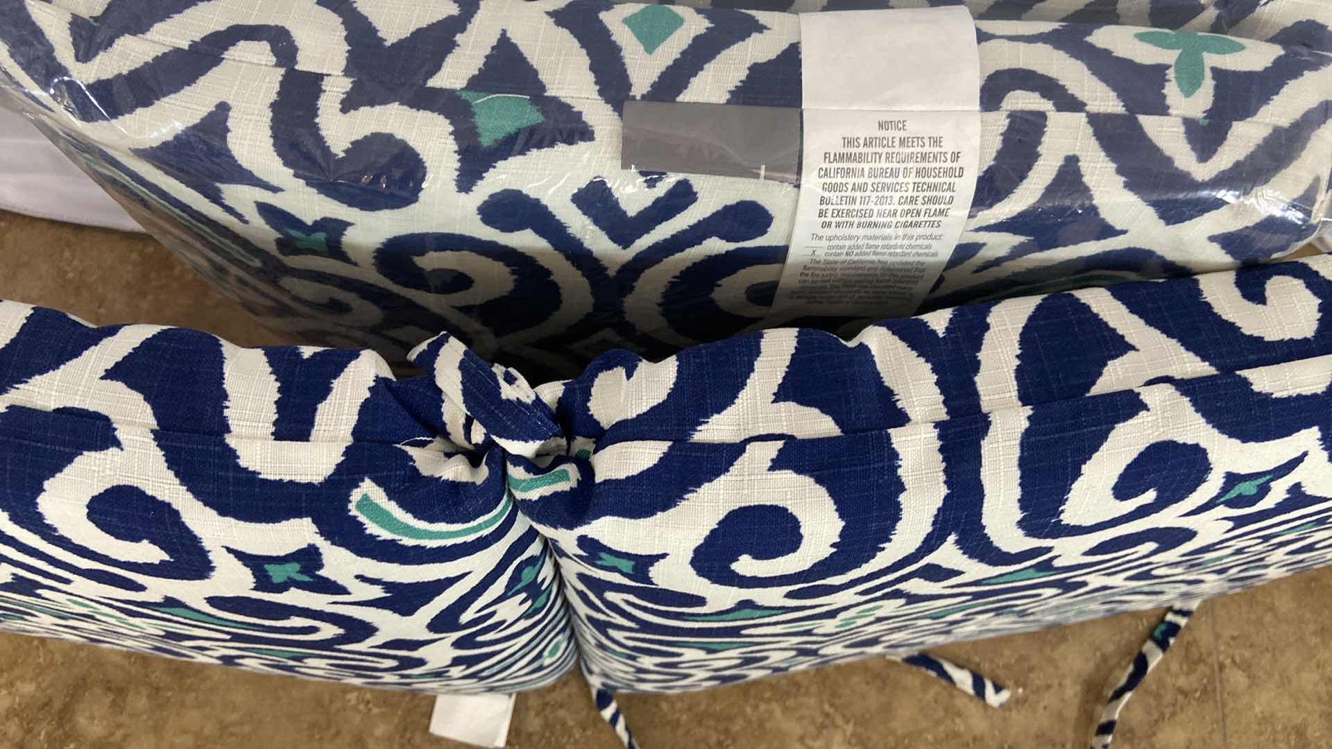 Photo 1 of 2-PATIO CHAIR SEAT CUSHIONS 35” X 18” POLYESTER MATERIAL