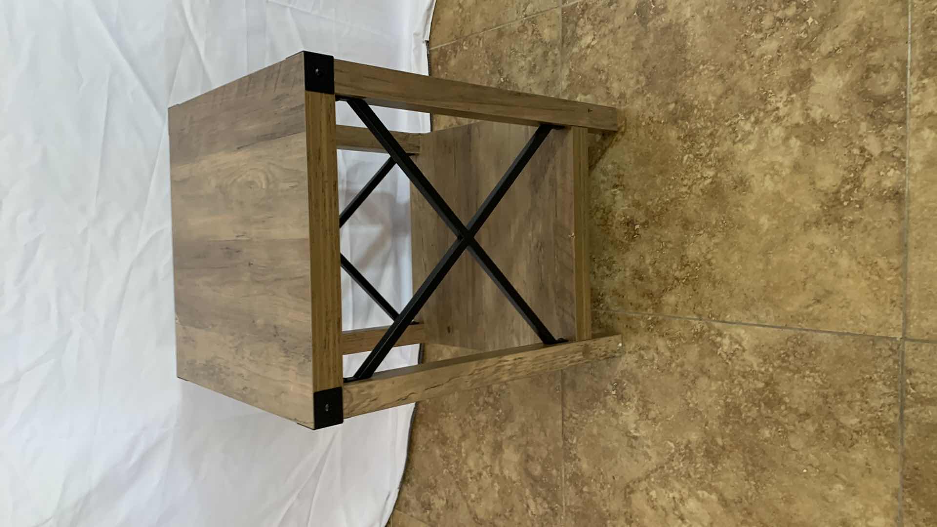 Photo 1 of BESTCO SQUARE SIDE TABLE WITH METAL ACCENTS 16” X 16” H 22”