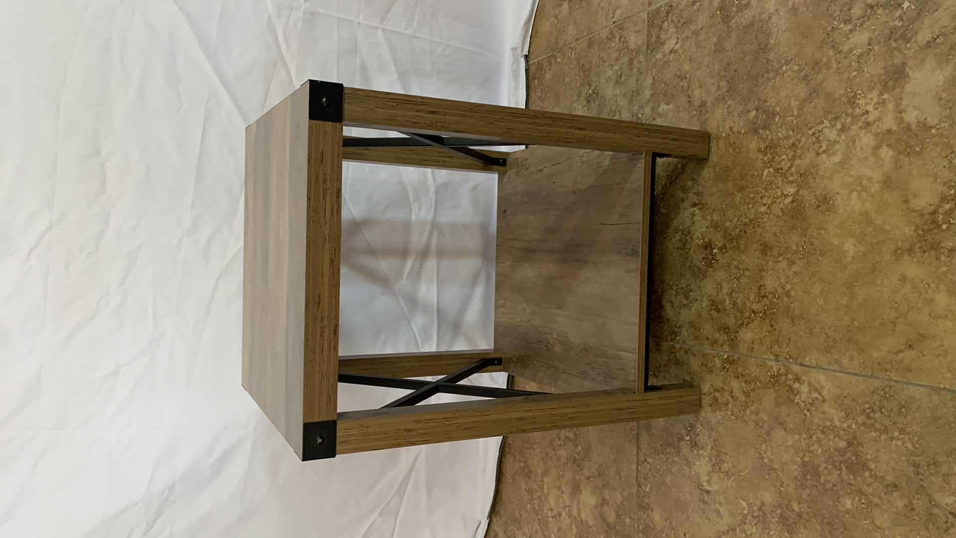 Photo 1 of BESTCO SQUARE SIDE TABLE WITH METAL ACCENTS 16” X 16” H 22”