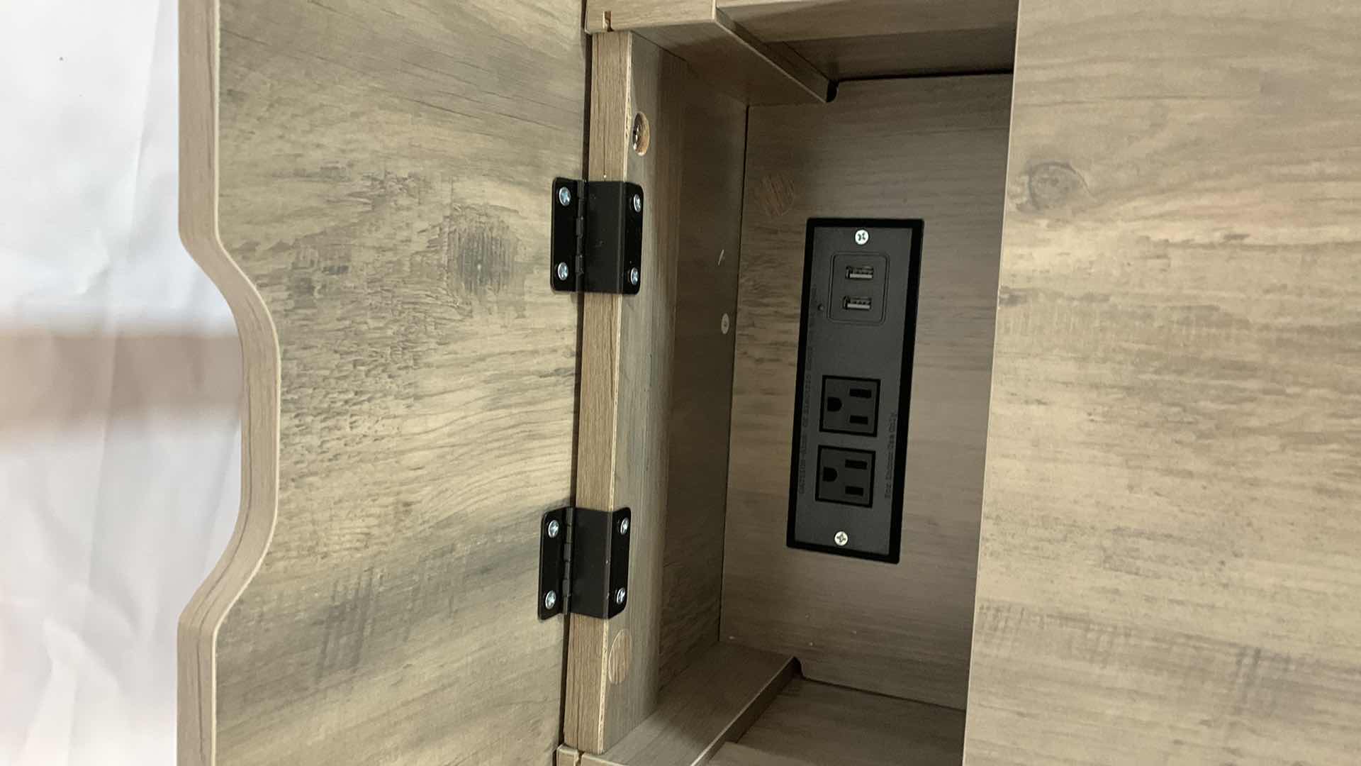 Photo 1 of NARROW WOODEN END TABLE WITH USB CHARGING STATION AND ELECTRICAL OUTLETS AND STORAGE AREA 13” X 24” H 24”