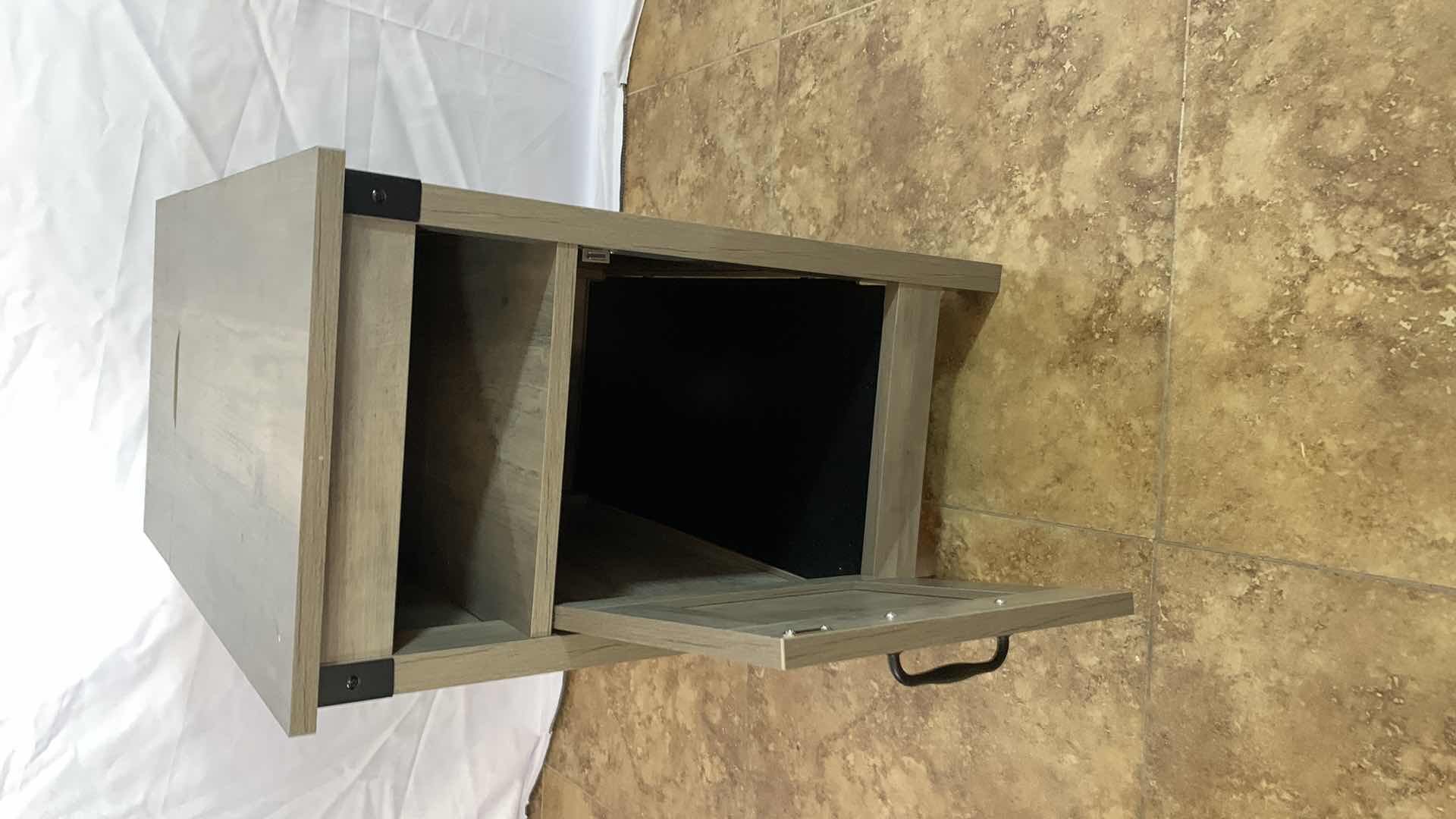 Photo 1 of NARROW WOODEN END TABLE WITH USB CHARGING STATION AND ELECTRICAL OUTLETS AND STORAGE AREA 13” X 24” H 24”