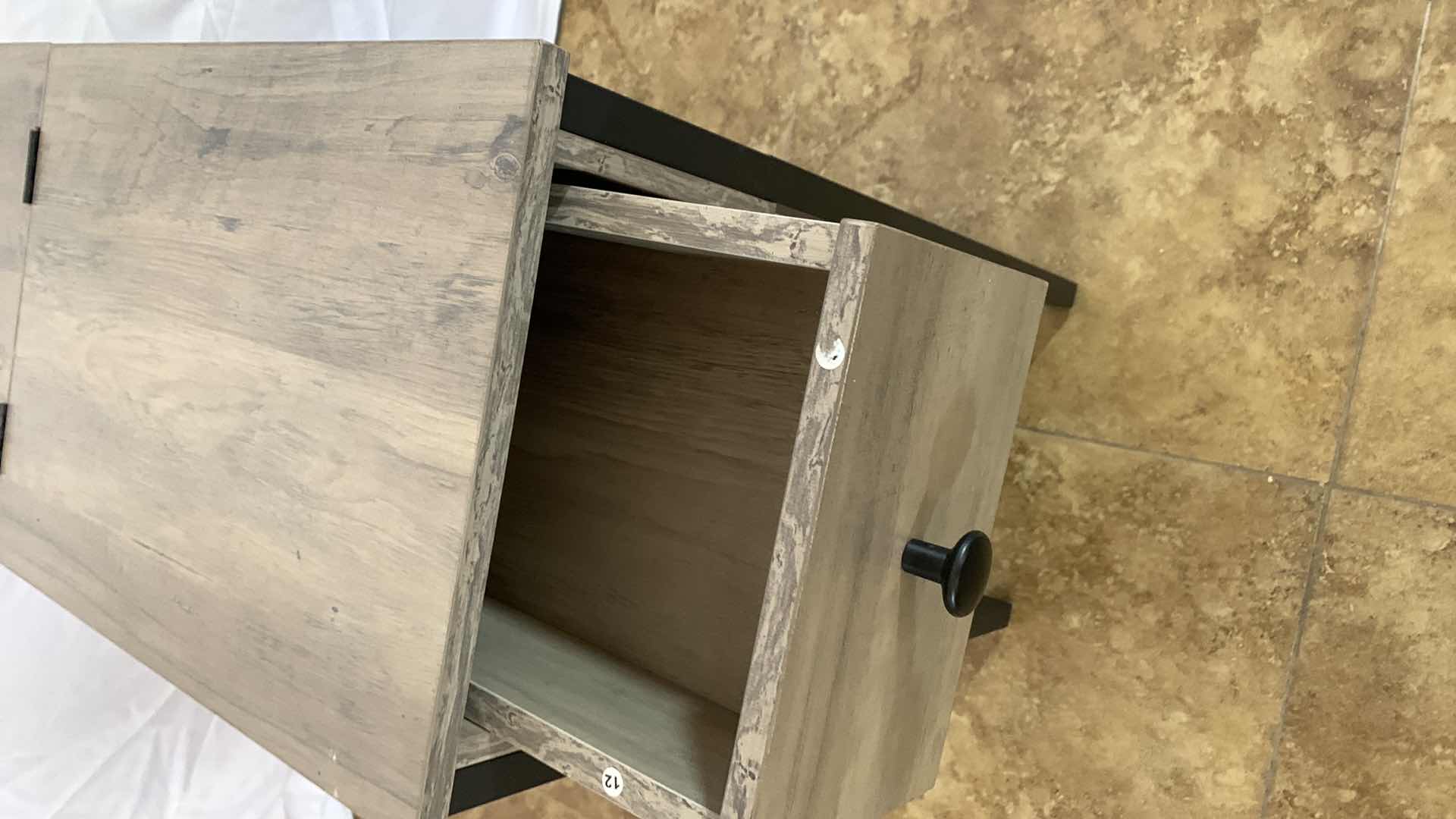 Photo 1 of NARROW WOODEN END TABLE WITH USB CHARGING STATION AND ELECTRICAL OUTLETS AND STORAGE AREA 12” X 20” H 24”