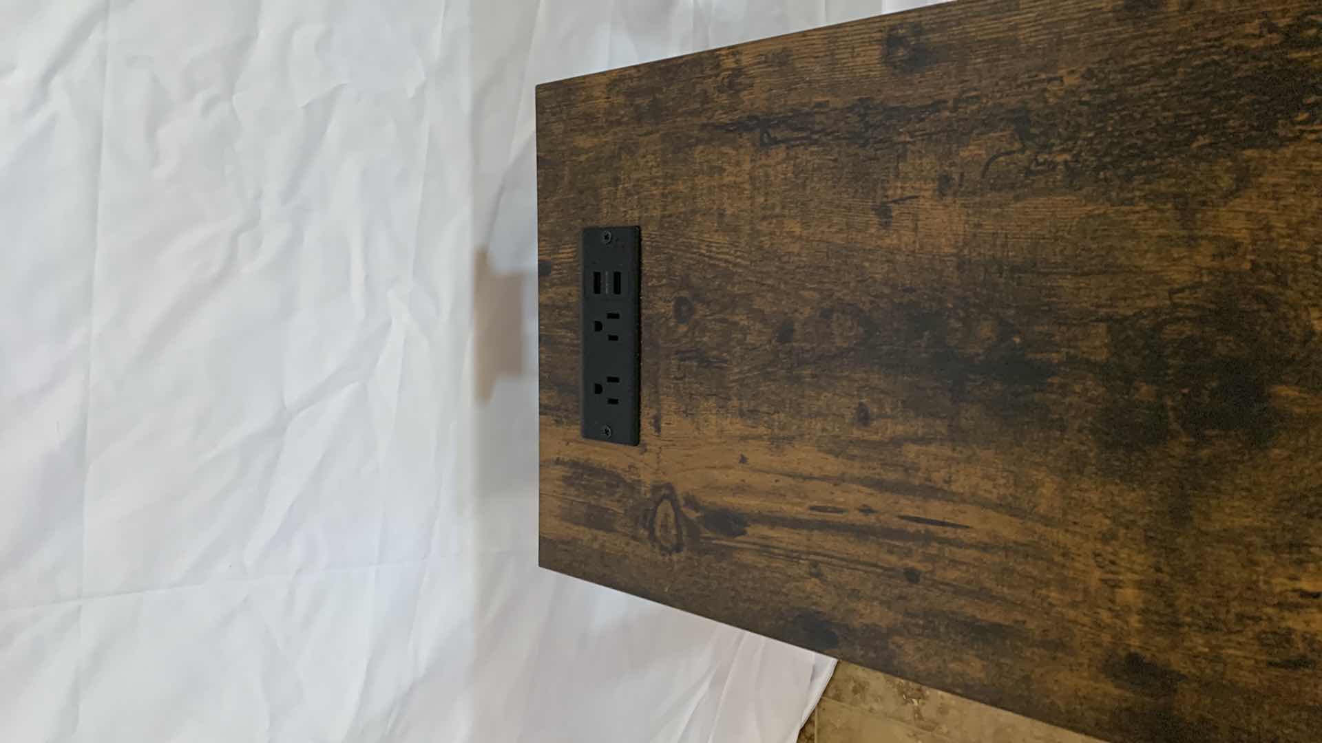 Photo 1 of NARROW WOODEN END TABLE WITH USB CHARGING STATION AND ELECTRICAL OUTLETS AND STORAGE AREA 12” X 24” H 24”