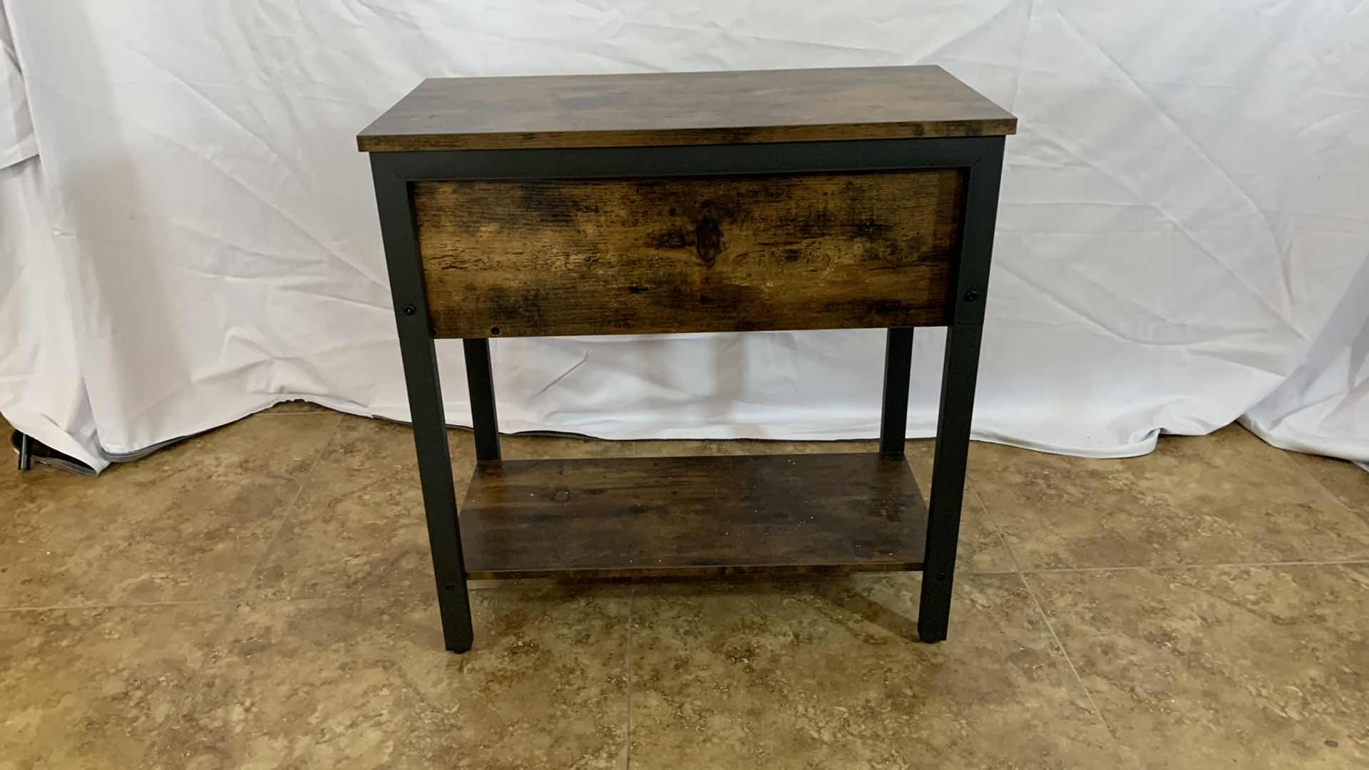Photo 1 of METAL AND WOODEN NARROW END TABLE WITH 1 DRAWER 12” X 24” H 24”