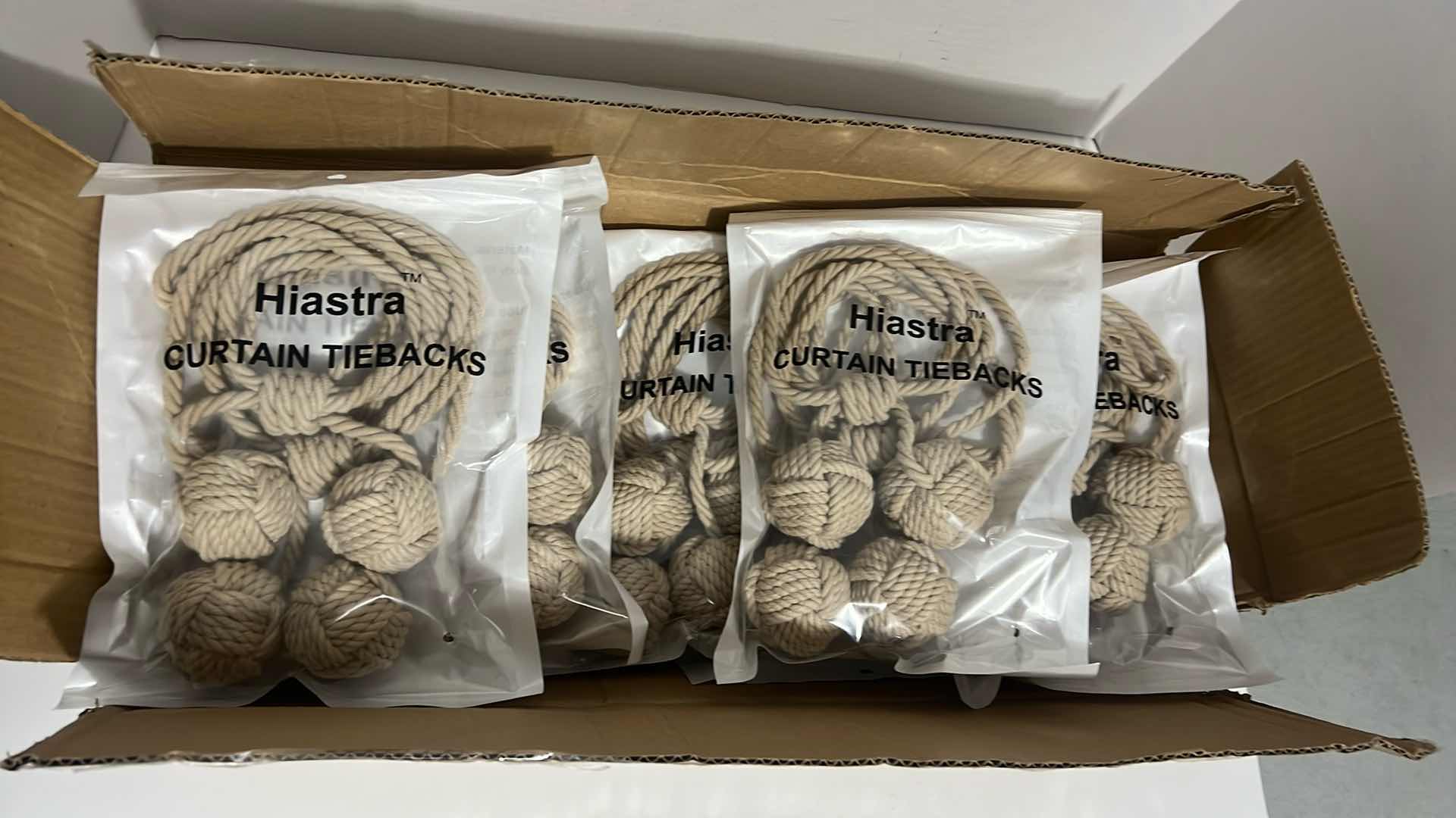 Photo 1 of 9-HEAVY DUTY CURTAIN ROPE TIEBACKS (BEIGE)