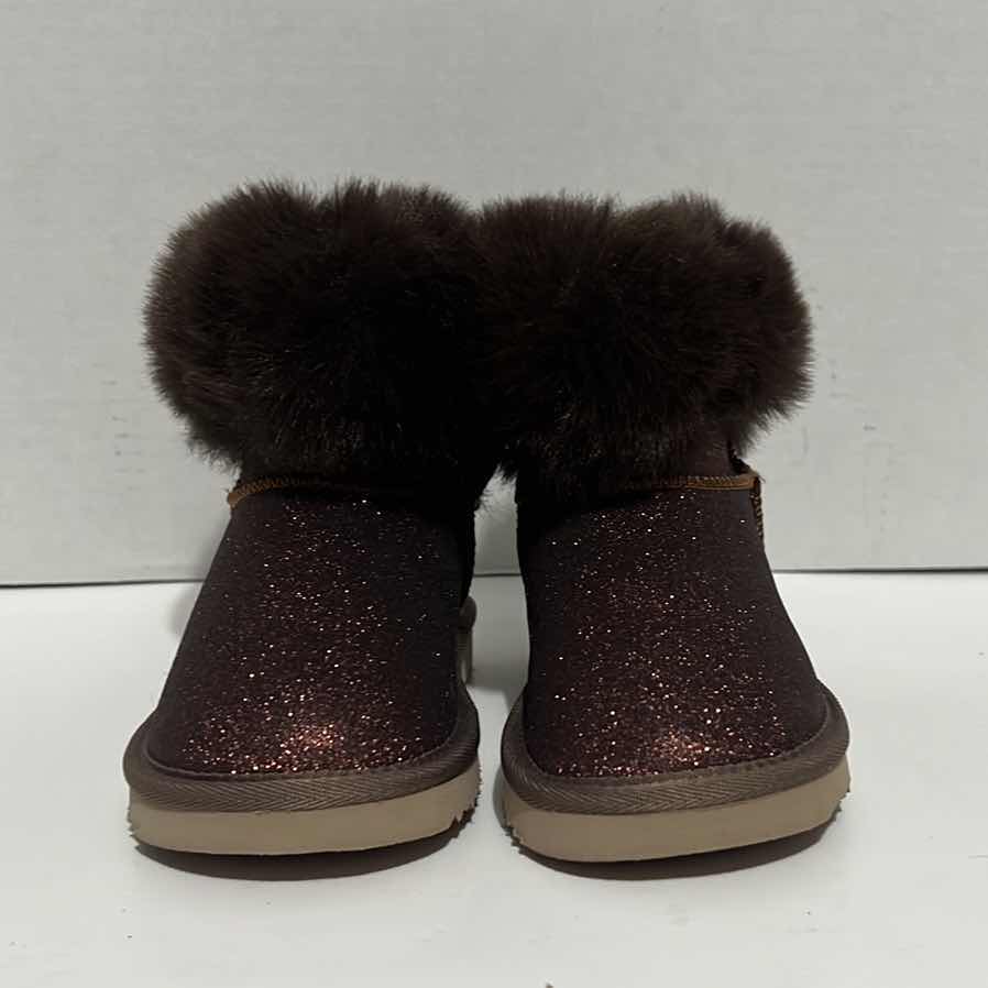 Photo 1 of GIRLS ANKLE WINTER SNOW BOOTS FAUX FUR LINED GLITTER BOWTIE, SIZE 13