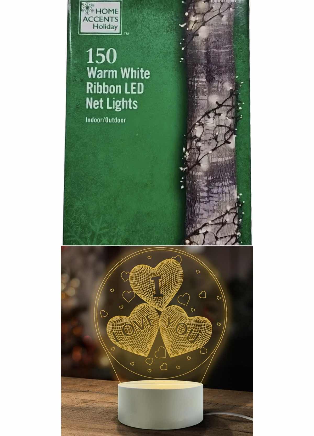 Photo 1 of ‘I LOVE YOU’ 3D ILLUSION NIGHT LAMP AND CHRISTMAS LIGHTS LOT 2