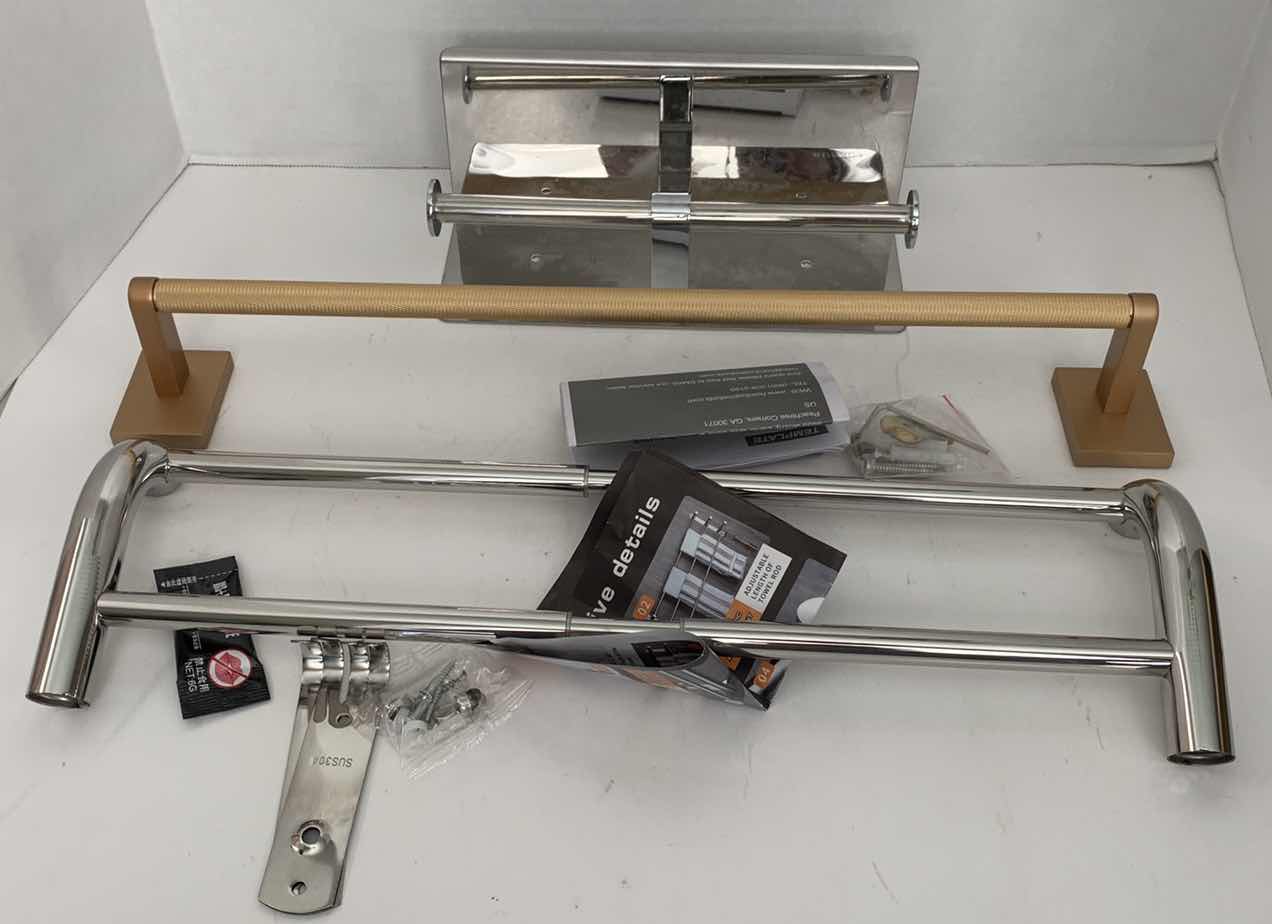 Photo 1 of 2-TOWEL RACKS AND A DOUBLE TOILET ROLL HOLDER