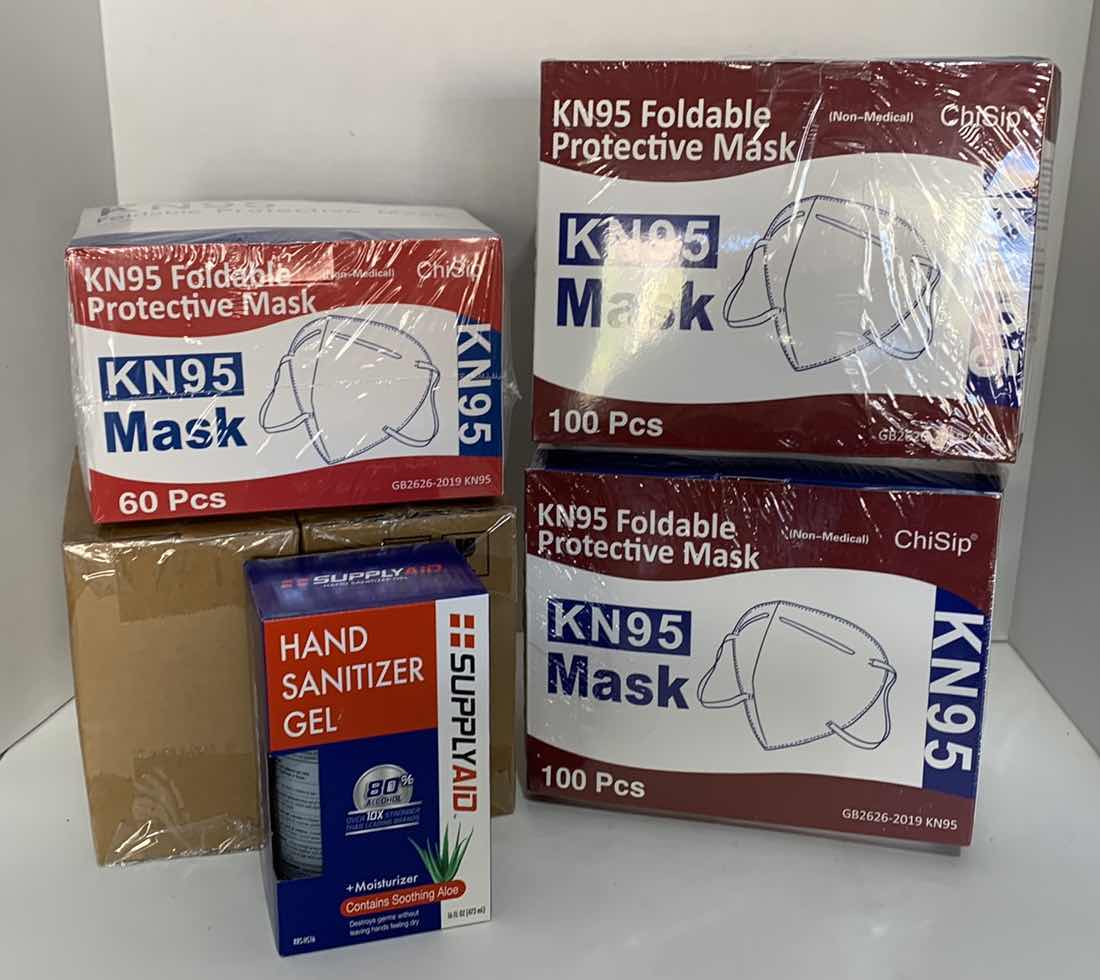 Photo 1 of 3-BOXES OF KN95 MASKS AND 4-HAND SANITIZER GELS