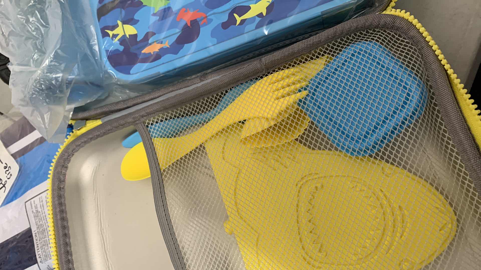 Photo 1 of KIDS SANDALS, SHARK LUNCH BOX AND POOL FLOATS