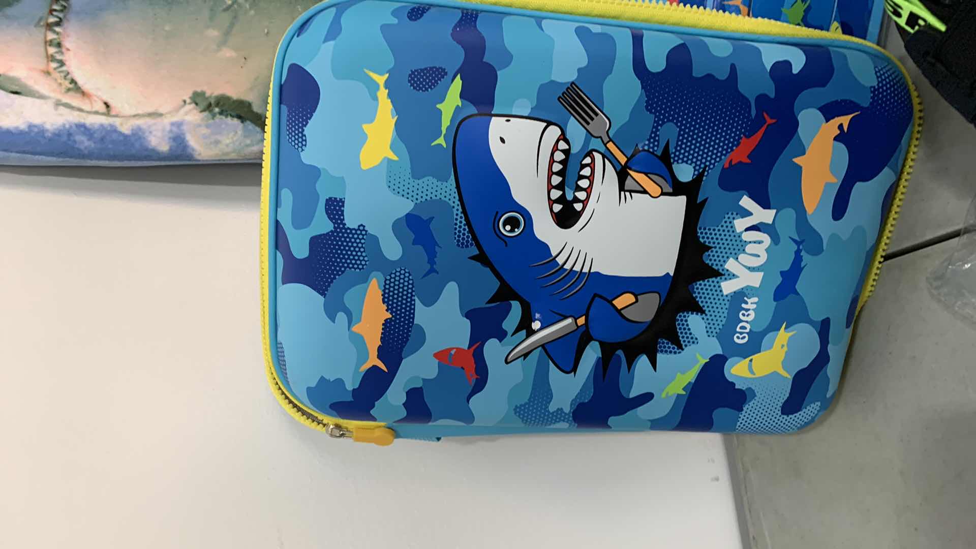 Photo 2 of KIDS SANDALS, SHARK LUNCH BOX AND POOL FLOATS