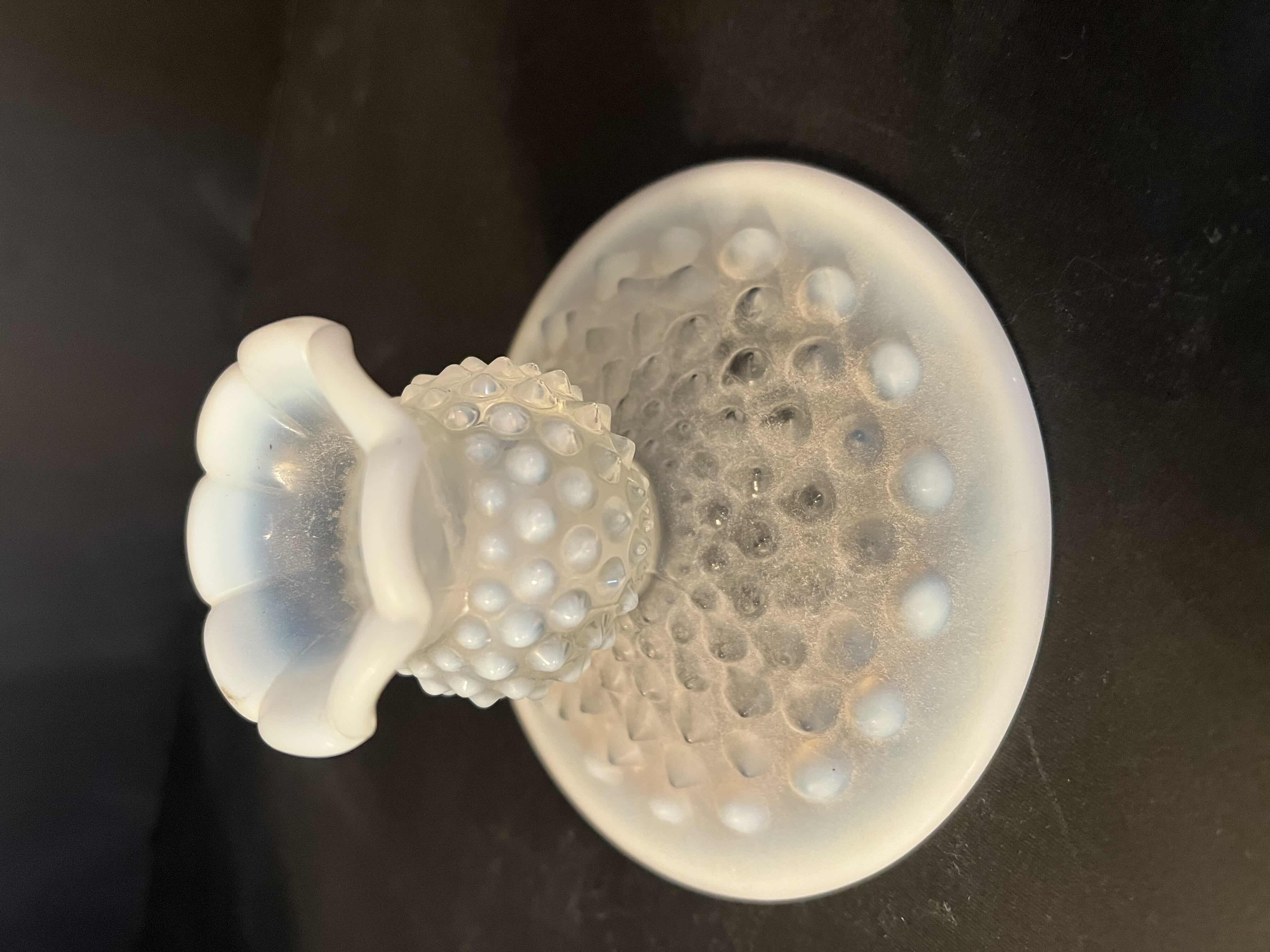 Photo 2 of 1-VINTAGE FENTON HOBNAIL MILK CANDLE STICK HOLDER