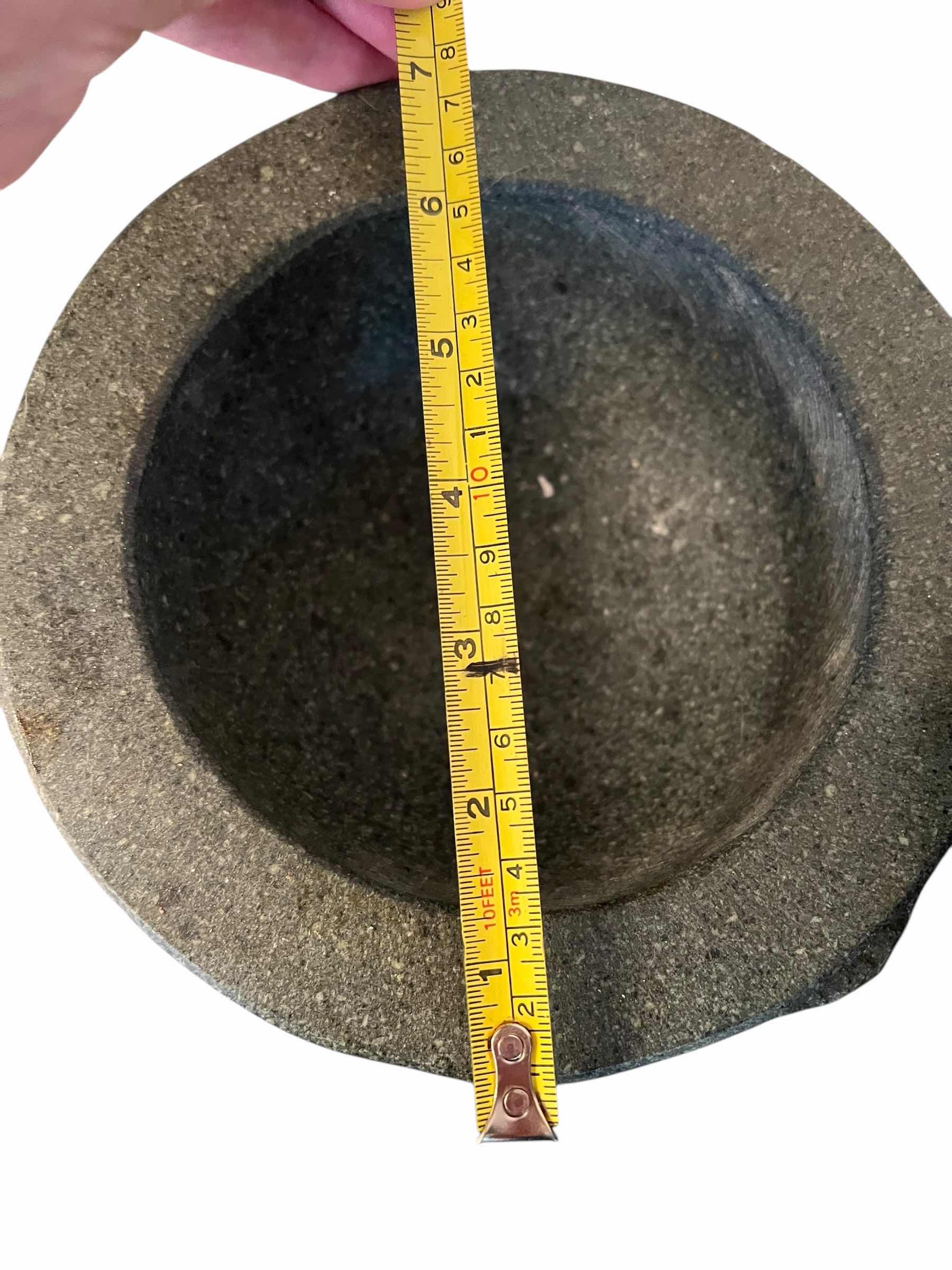 Photo 3 of AUTHENTIC VINTAGE 1960’S STONE MOLCAJETE MORTAR AND PESTLE. 7” X 7”. 