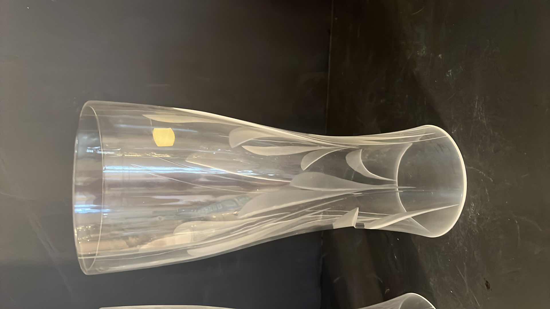 Photo 3 of 2-ETCHED LEAD CRYSTAL HURRICANE LANTERN COVERS BY ATLANTIS H10"