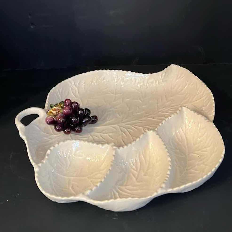 Photo 1 of DINNER SERVING WARE-12” FINE PORCELAIN CHARCUTERIE PLATE.  WITH GRAPE AND LEAF DETAILING. FROM MEXICO.