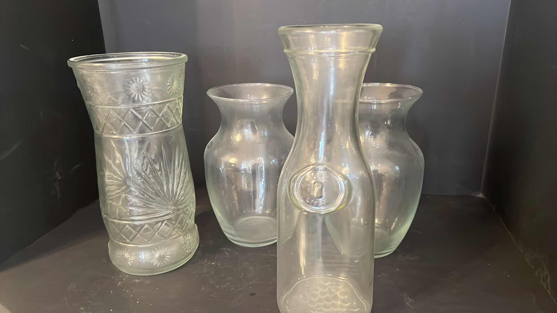 Photo 1 of 4- GLASS VASES. VARIOUS SIZES, LARGEST 11”H.