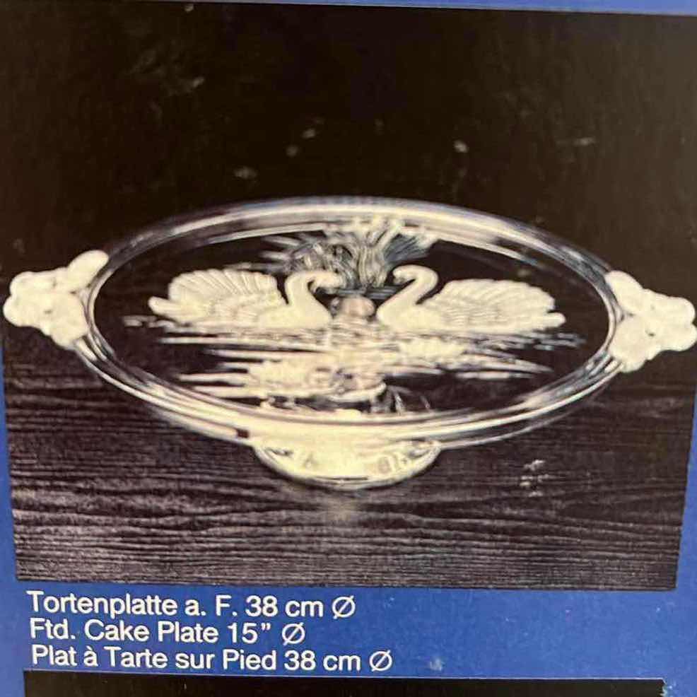 Photo 2 of NEW IN BOX-VINTAGE 13” CRYSTAL GLASS SCHWANENSEE CAKE PLATTER. MADE IN GERMANY.