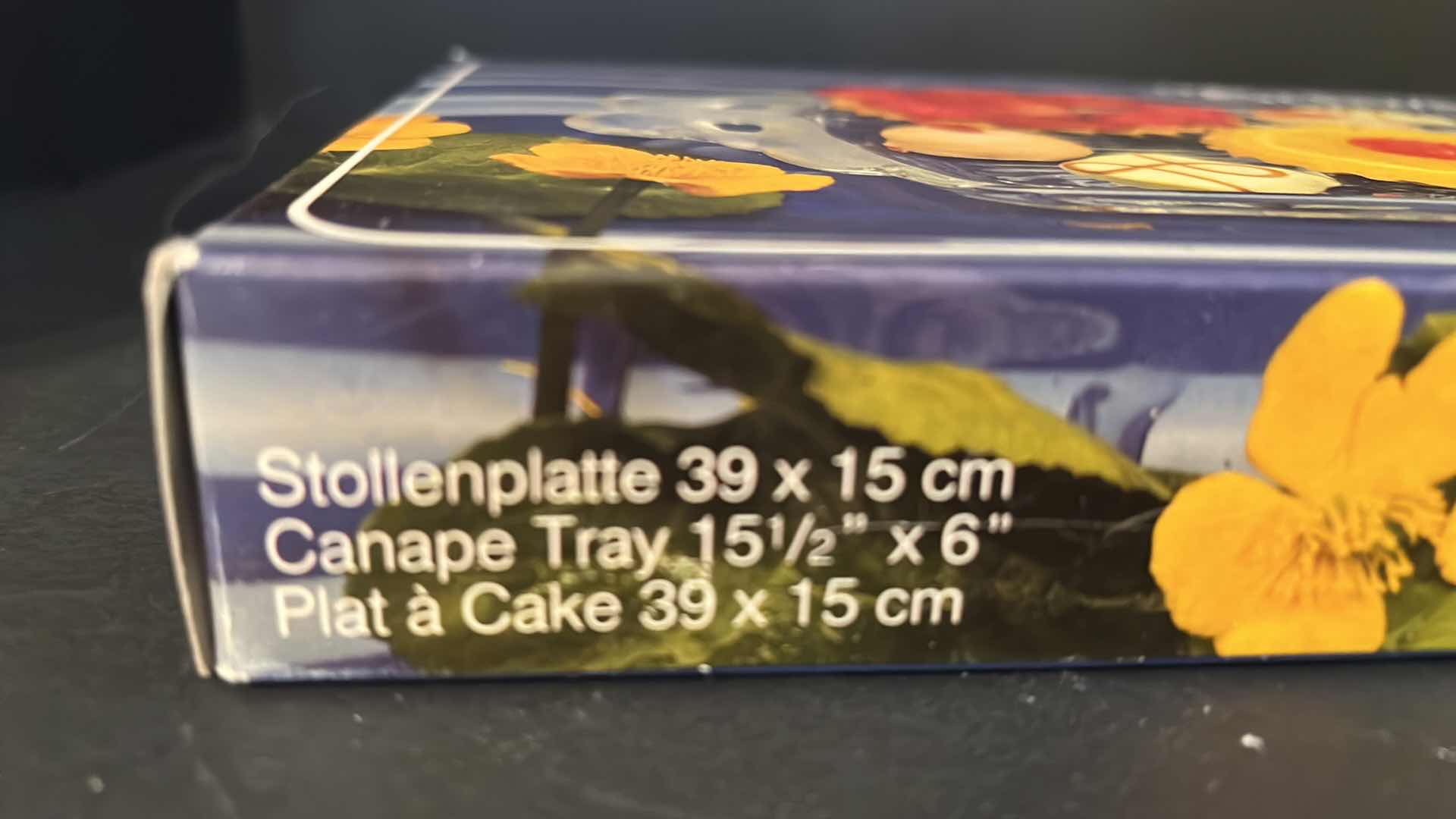 Photo 1 of NEW IN BOX-CRYSTAL “SCHWANENSEE” RECTANGULAR SERVING PLATTER. FROM GERMANY. 15.5” x 6”.