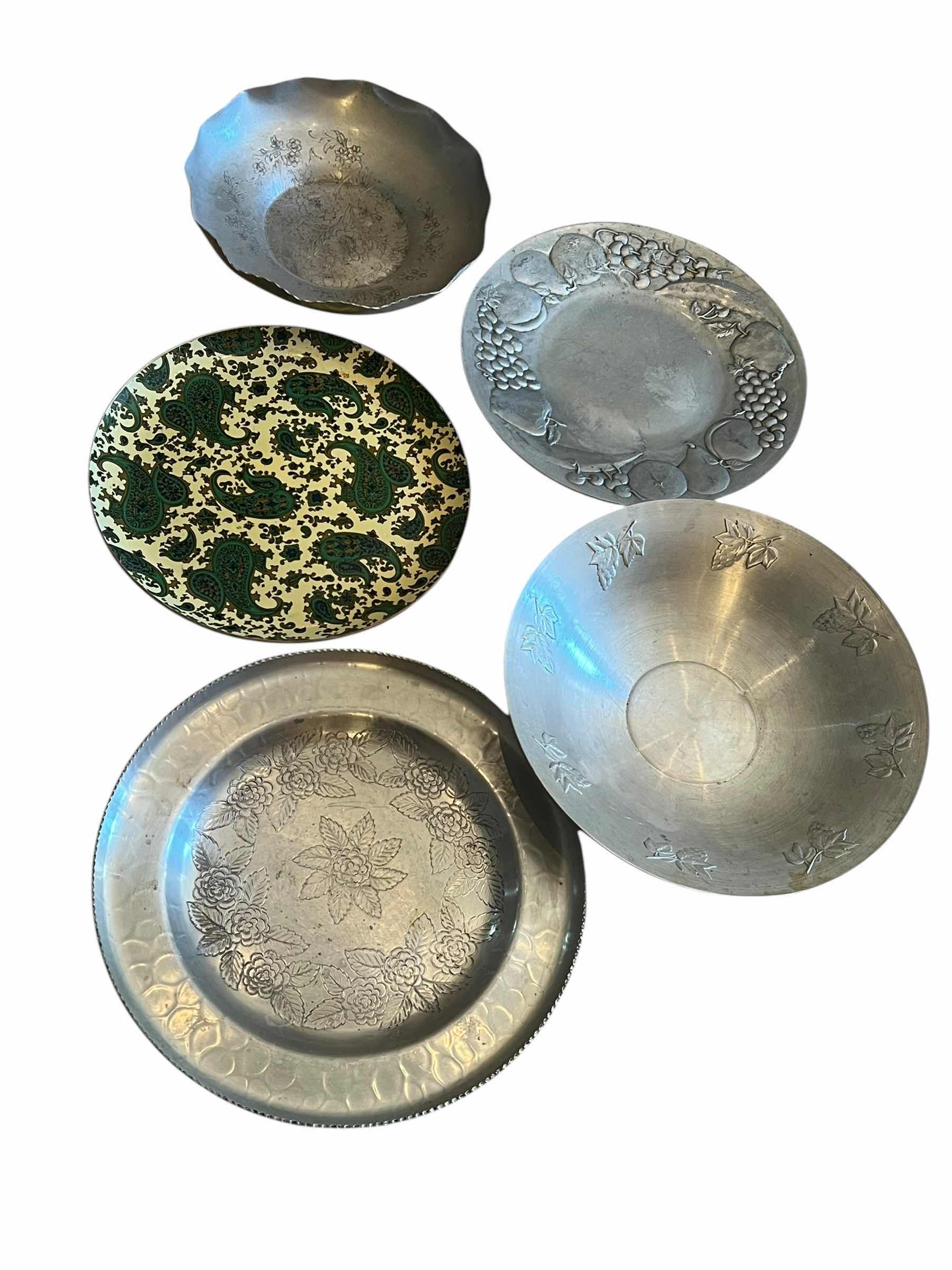 Photo 1 of 6-SERVING ALUMINUM AND LIGHT PLASTIC SERVING PLATTERS LARGEST IS 15”.