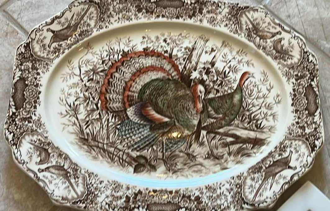 Photo 1 of 4-LARGE CERAMIC PLATTERS.  LARGEST TURKEY PLATTER IS 18”.
