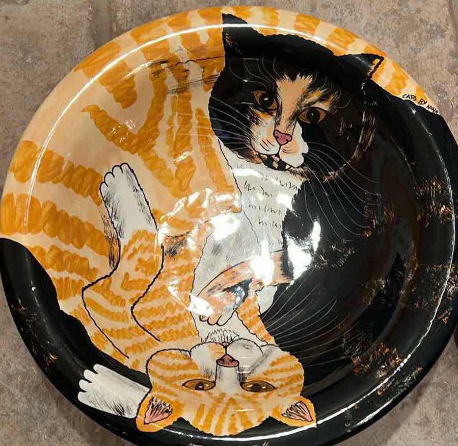 Photo 3 of 4-CERAMIC CAT PLATTERS AND SERVING PLATES. LARGEST IS 14”