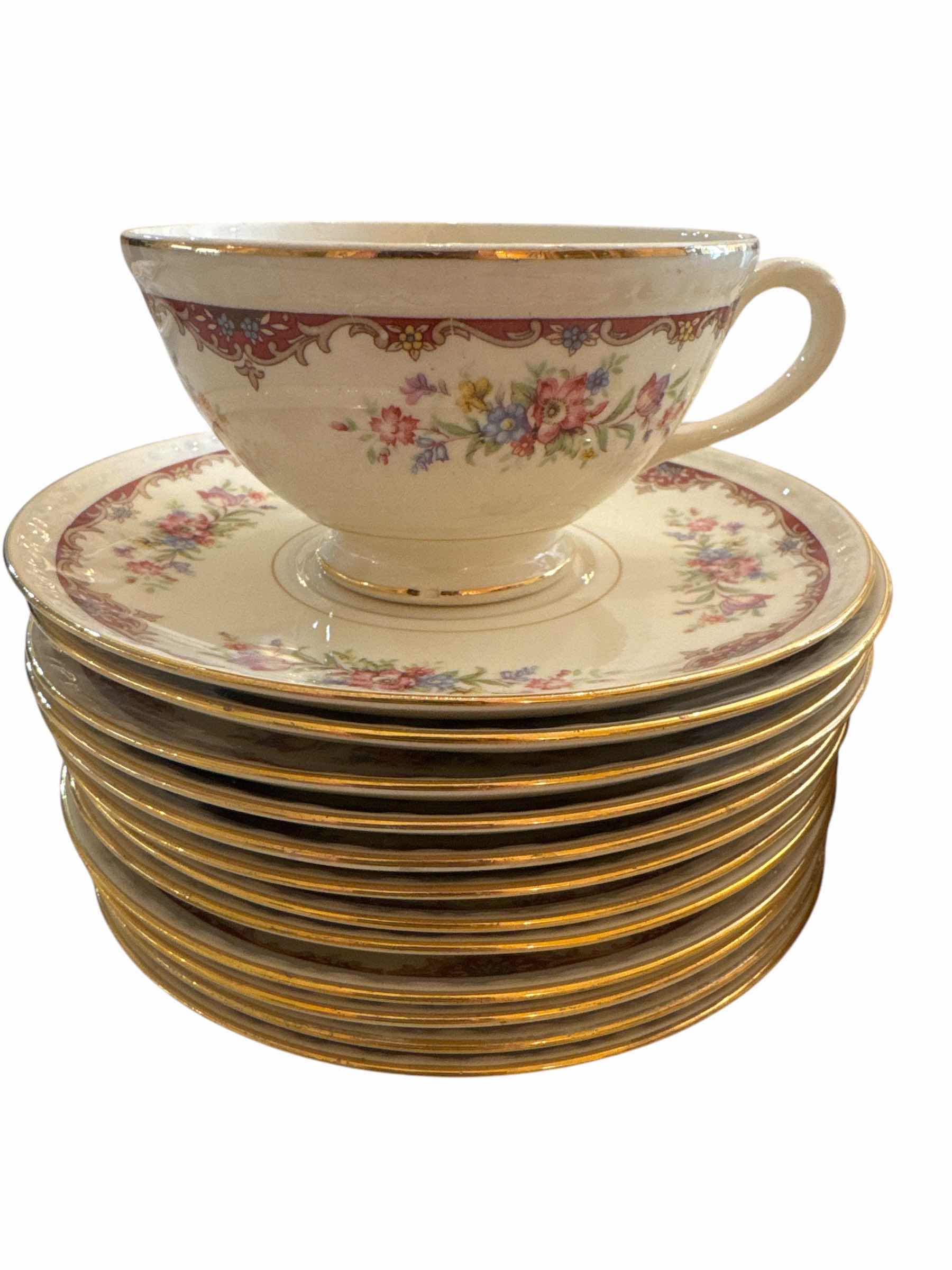 Photo 1 of 25 PIECES OF HOMER LAUGHLIN EGGSHELL GEORGIAN SAUCERS & CUPS-DISHES, KITCHEN WARE