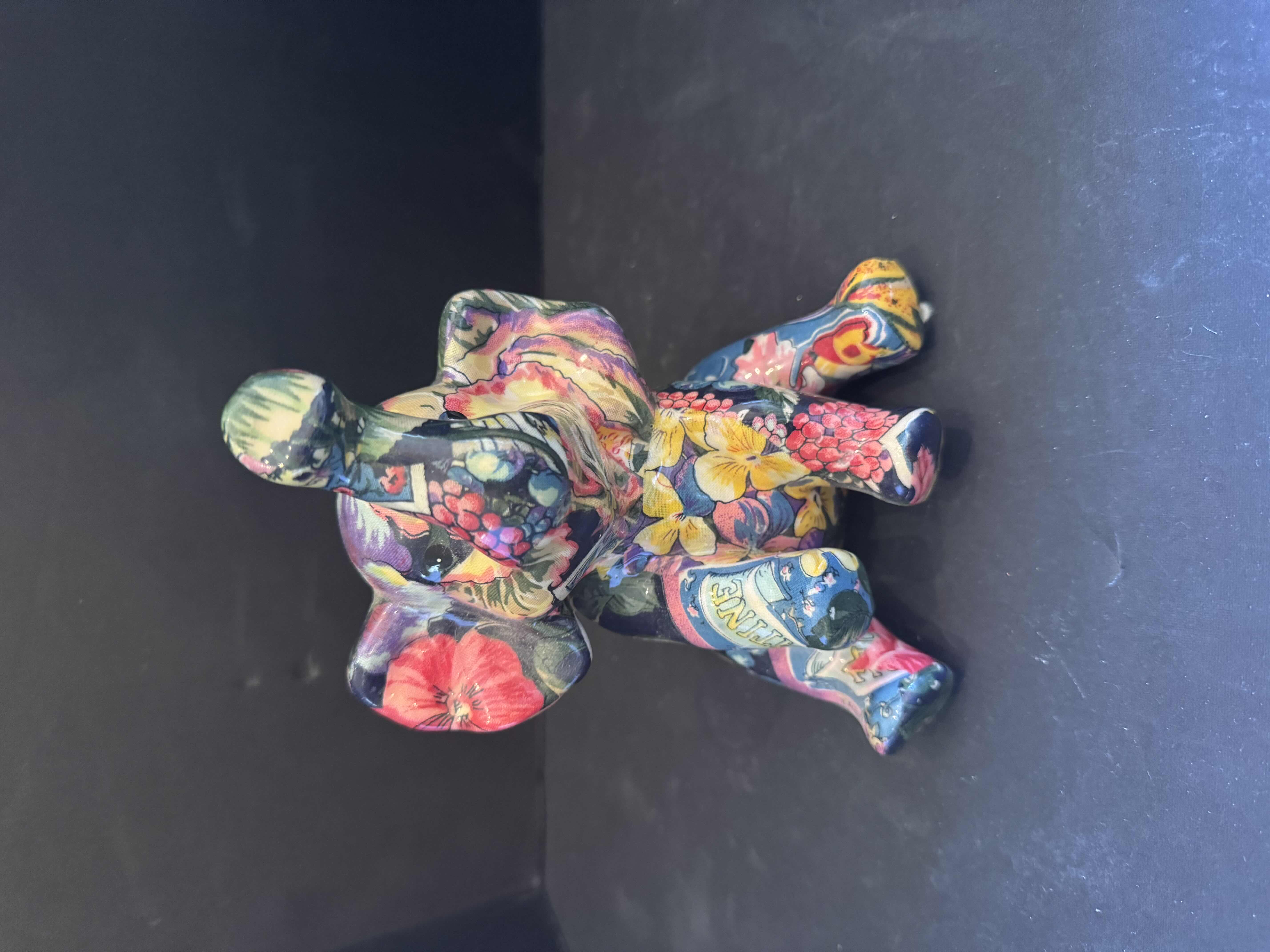 Photo 1 of 2- VINTAGE PORCELAIN PATCHWORKS FROM JOAN BARKER DESIGNS, HOME DECOR, HOME ESSENTIALS 

ELEPHANT 
5” X H6.5”

CAT
6” X H6.5”