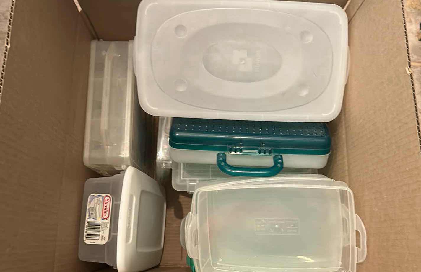 Photo 1 of BOX OF ASSORTED PLASTIC CONTAINERS