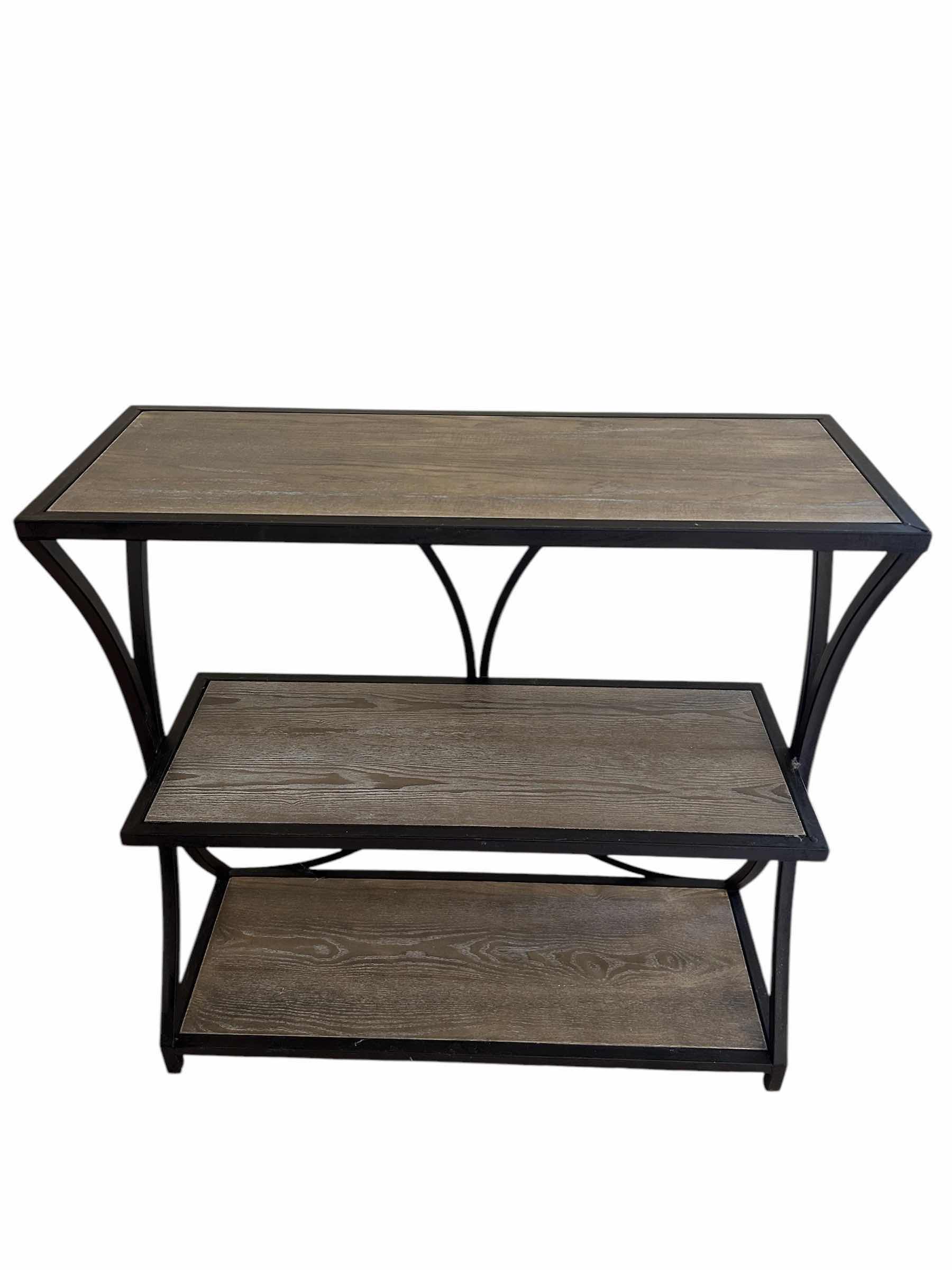 Photo 1 of BLACK METAL 3 SHELF CONSOLE TABLE 32” X 12” H 32”