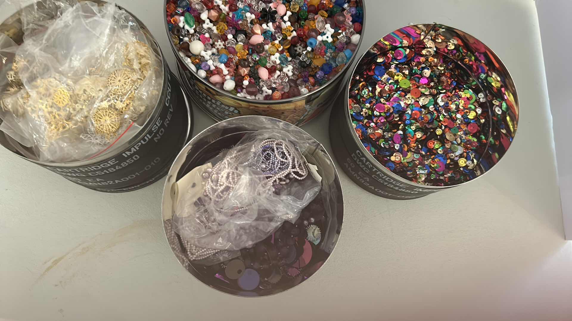 Photo 1 of 4- TINS ASSORTED CRAFT SEQUINS BEADS