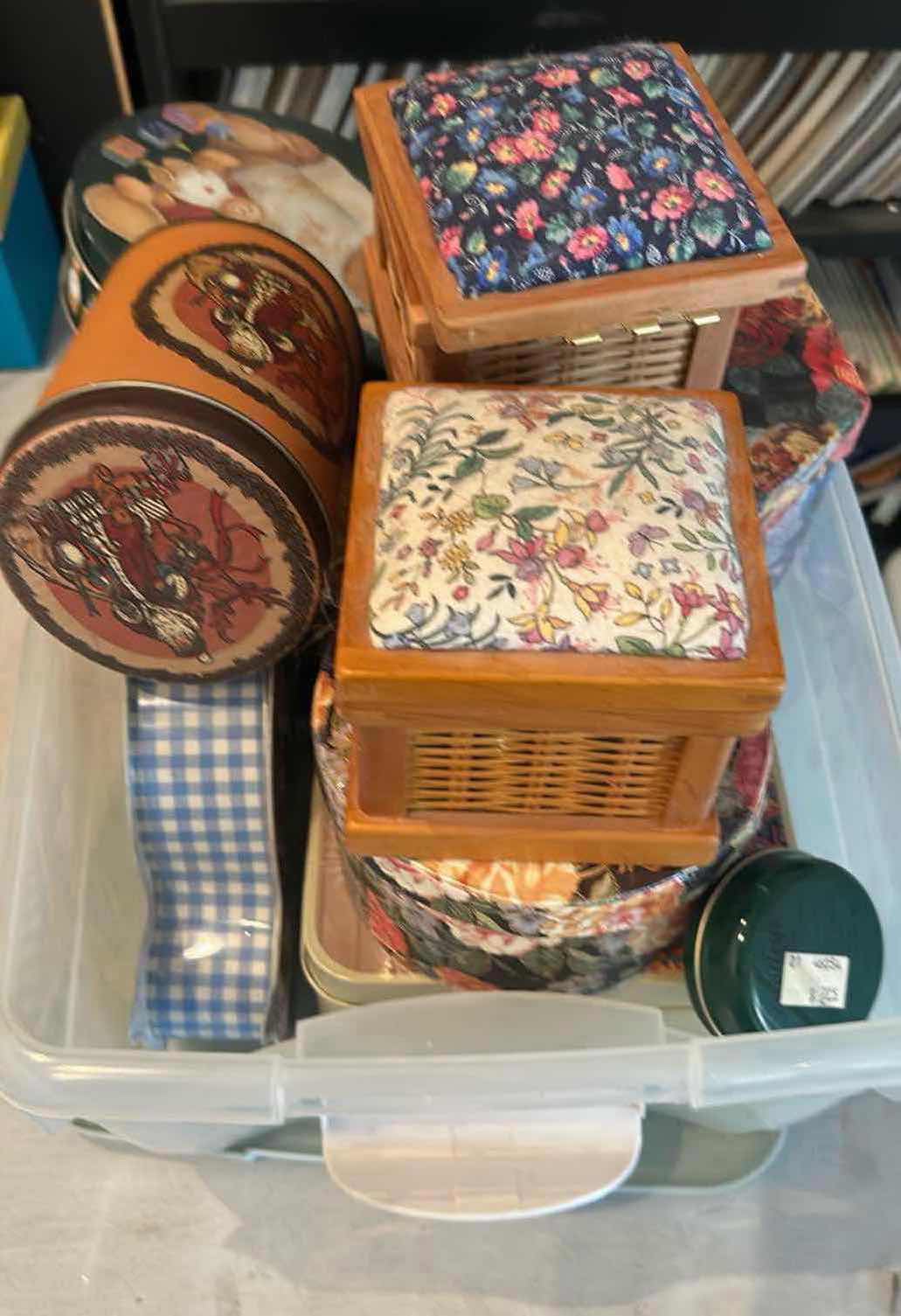 Photo 1 of 13- ASSORTED TINS IN PLASTIC CONTAINER