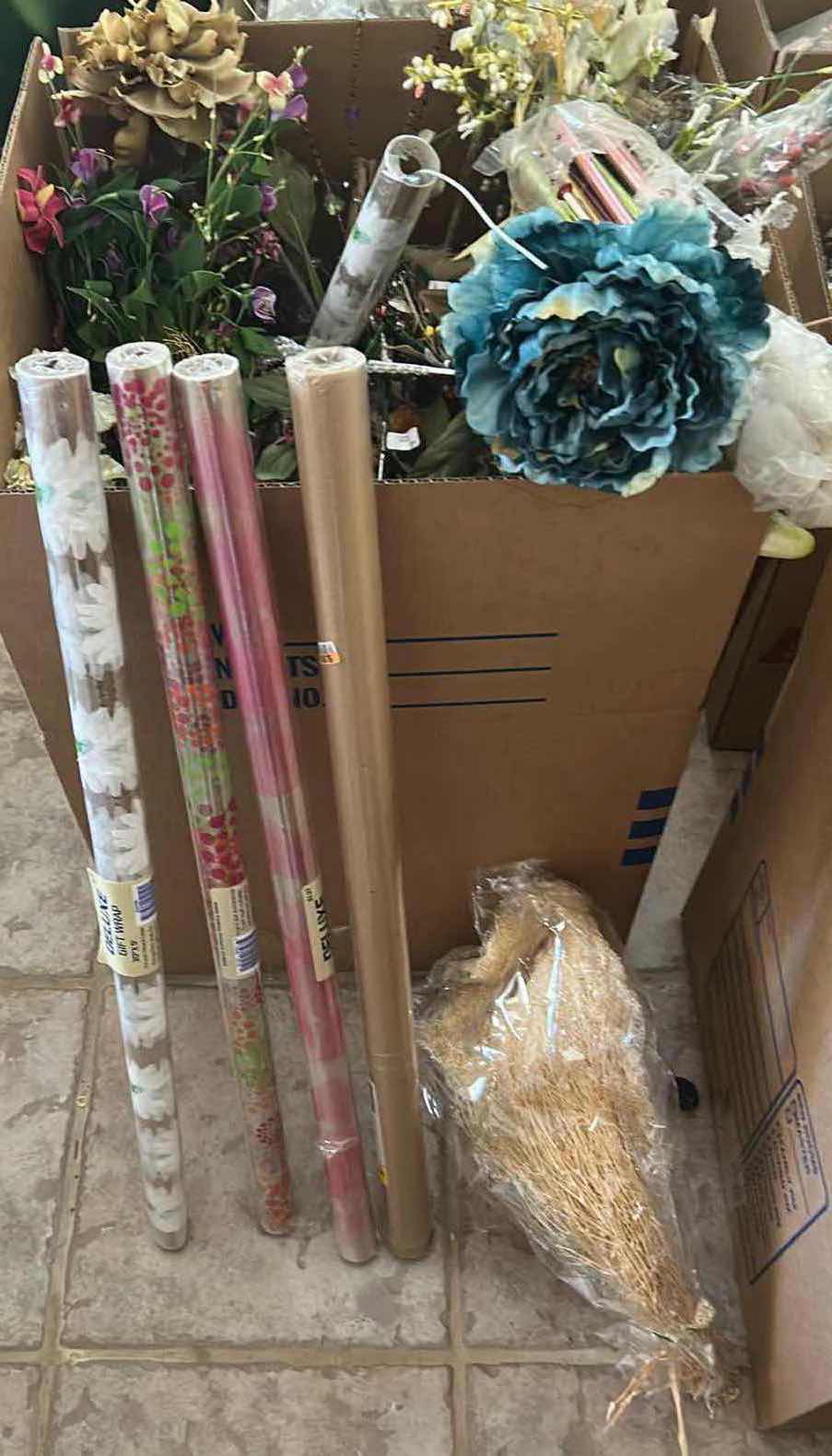 Photo 2 of CONTENTS OF BOX FAUX FLOWERS WRAPPING PAPER