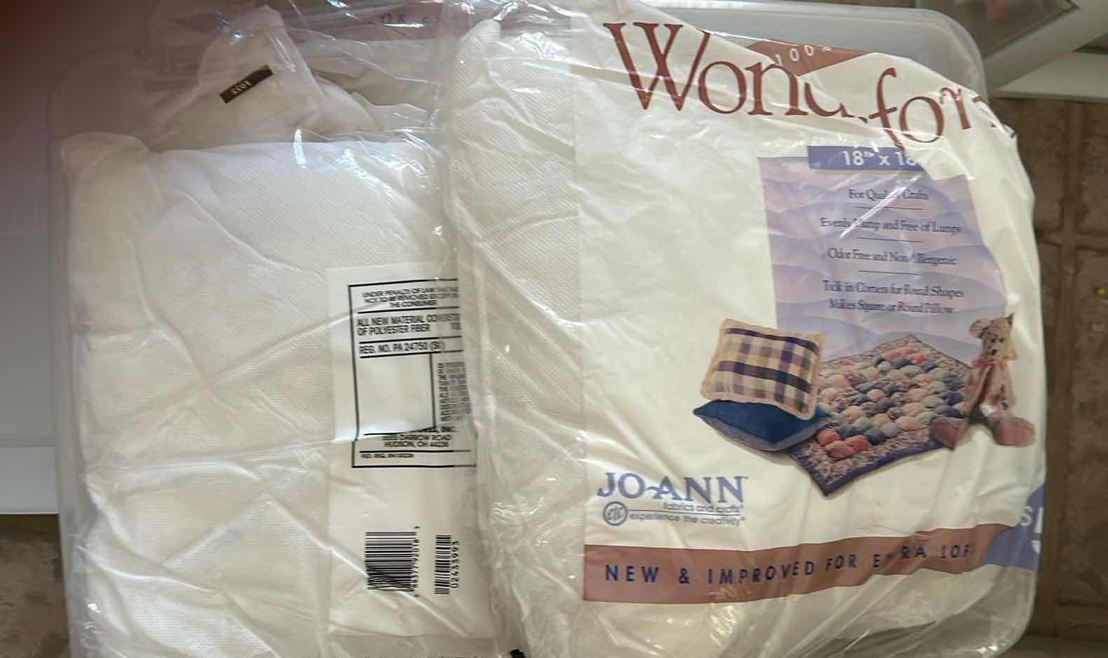 Photo 4 of 3-PLASTIC CONTAINERS PILLOW FILLER ACRYLIC THREAD