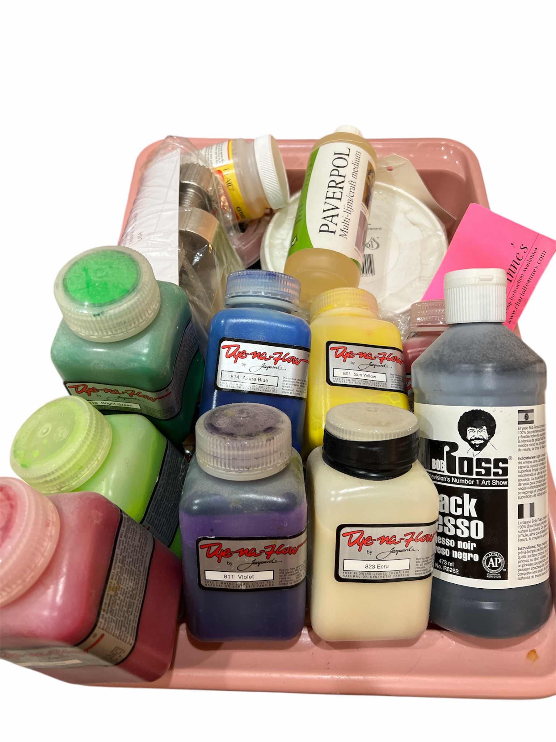 Photo 1 of TUB OF PAINTS AND PAINTING SUPPLIES