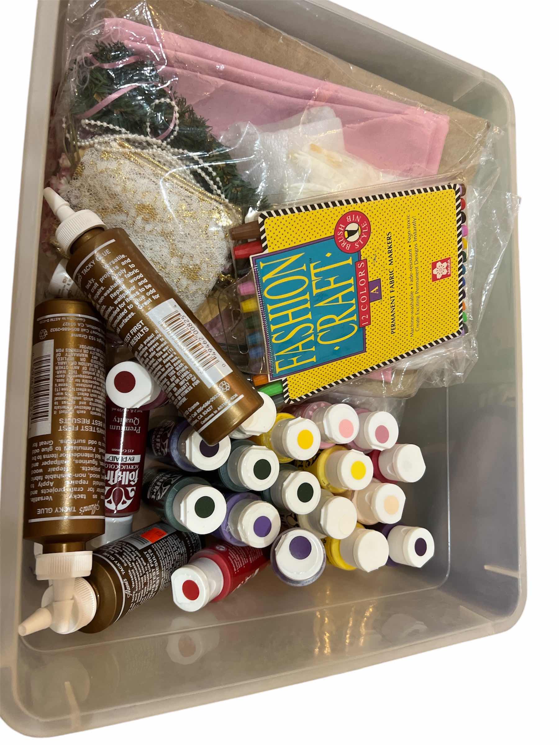 Photo 2 of 3-BOXES OF CRAFT SUPPLIES - MUSLIN FABRIC CRAFTS - PAINT AND MORE