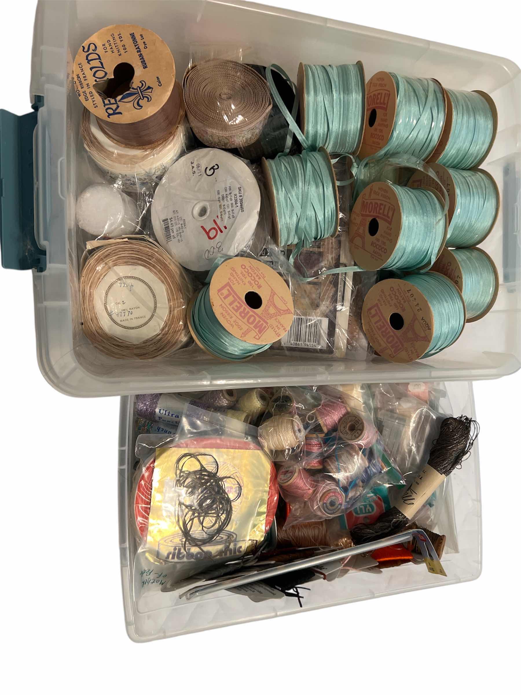 Photo 1 of 2 - BOXES OF THREAD, YARN, TOOLS AND MORE