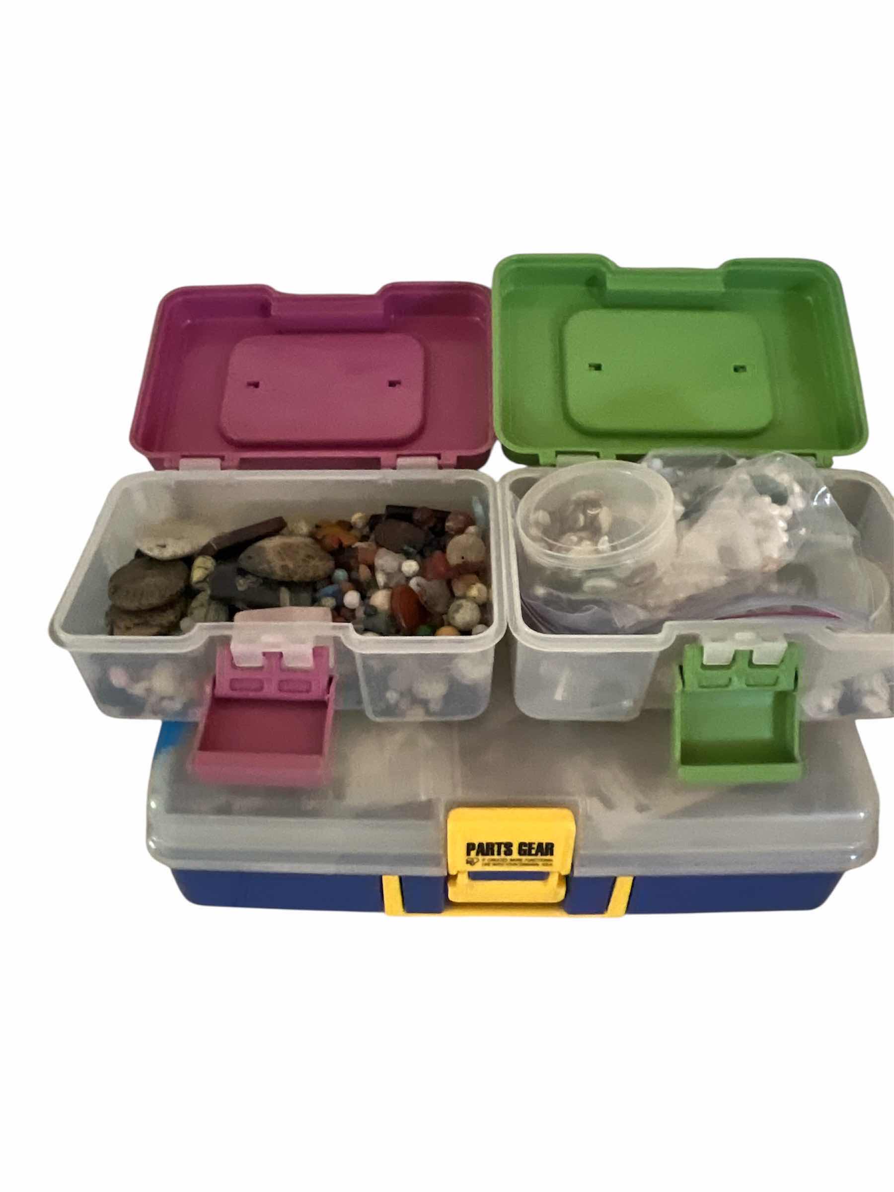 Photo 1 of 3 TOTES OF BEADS AND STONE FOR JEWELRY MAKING