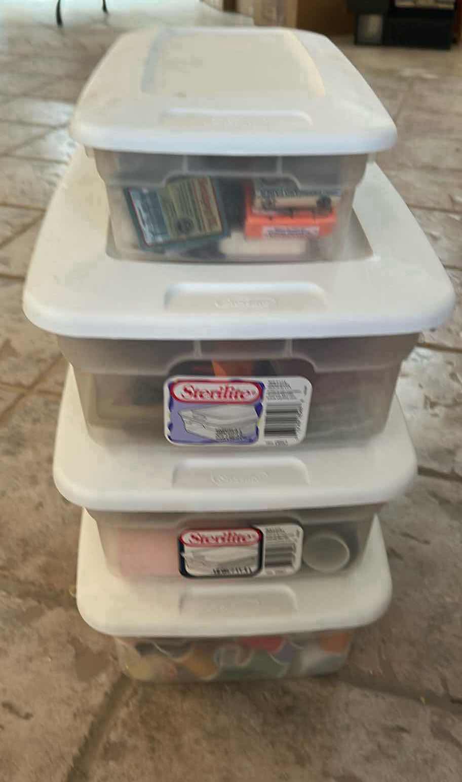 Photo 1 of 4-PLASTIC CONTAINERS ASSORTED CRAFT SUPPLIES