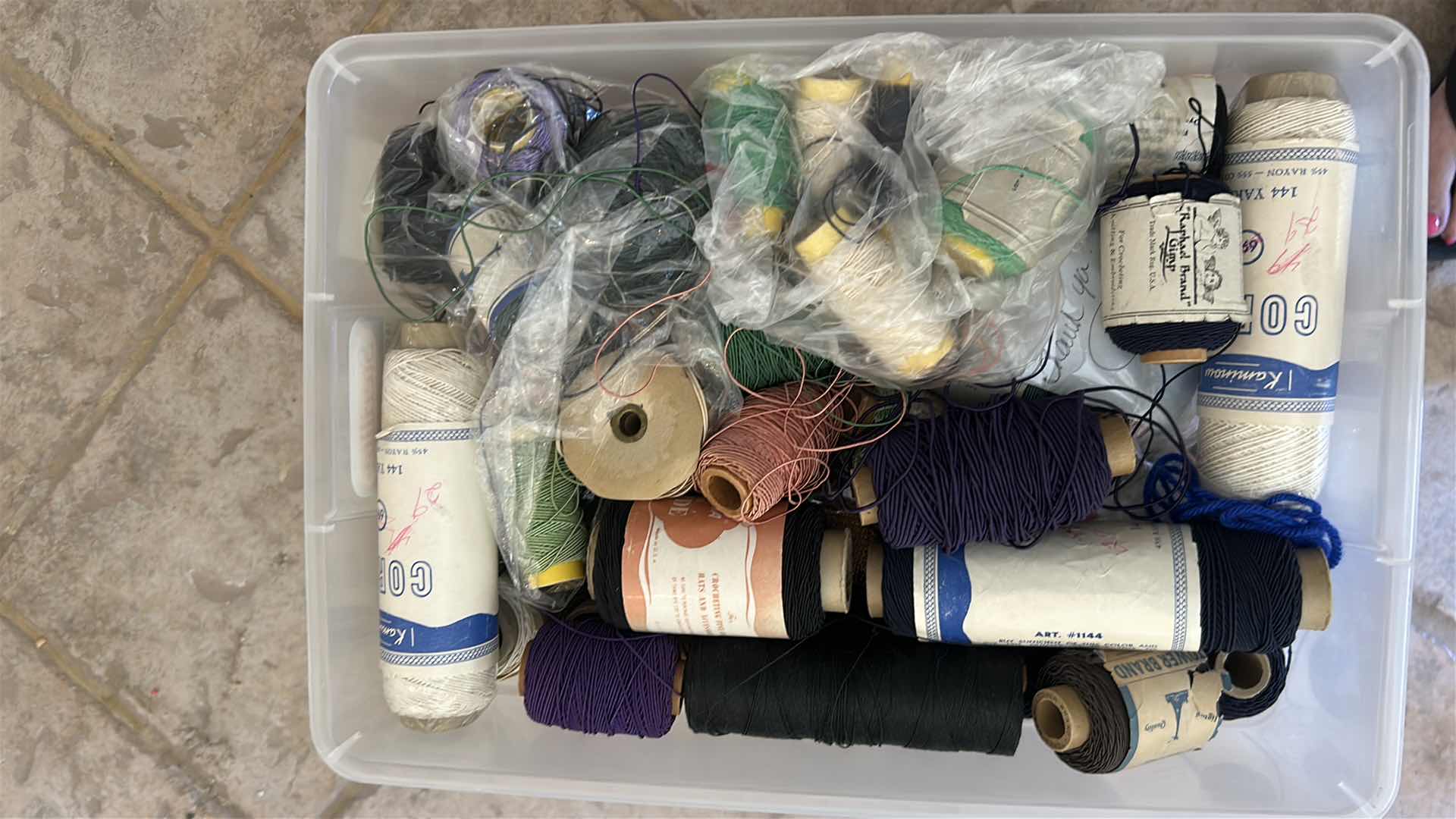 Photo 1 of 4- PLASTIC CONTAINERS ASSORTED YARN