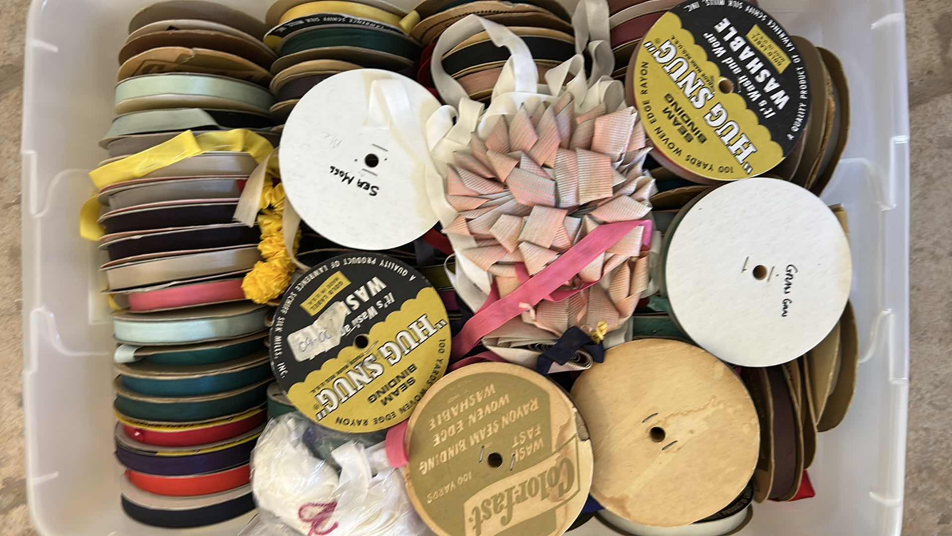 Photo 1 of 4- PLASTIC CONTAINERS RIBBONS CRAFT SUPPLIES