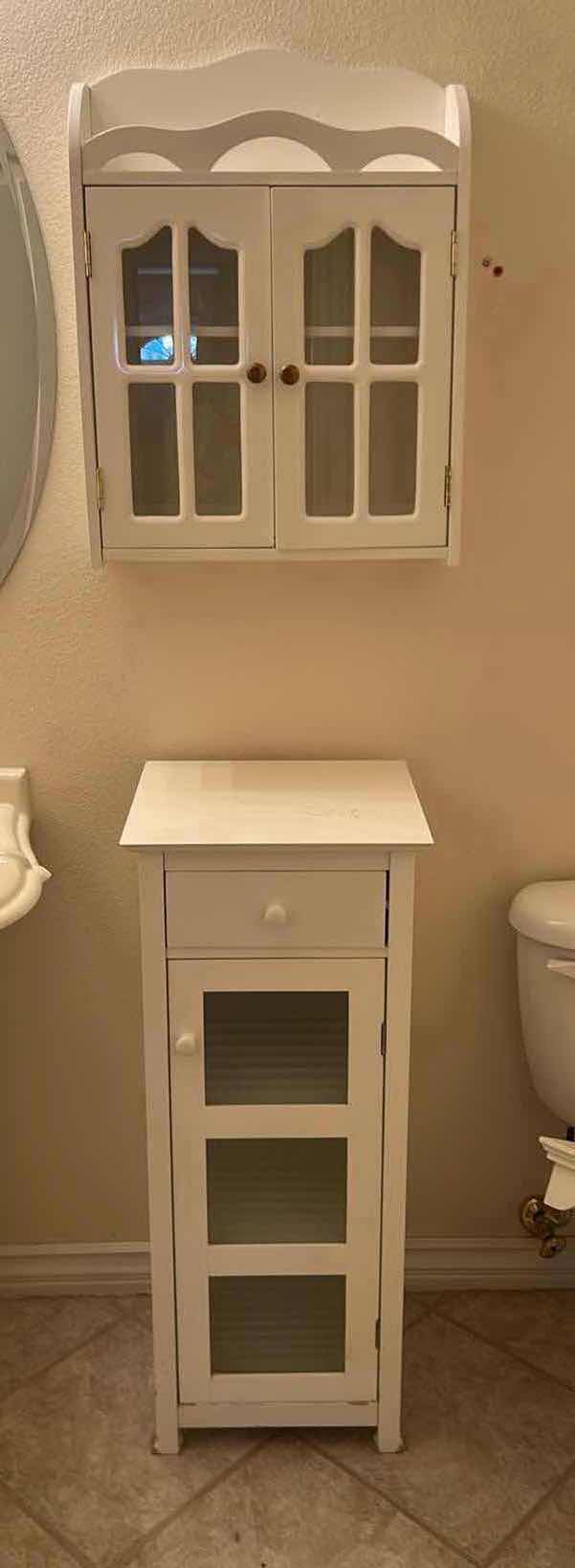 Photo 1 of 3PCS WHITE 2DOOR WALL CABINET SHELVES FLOOR CABINET