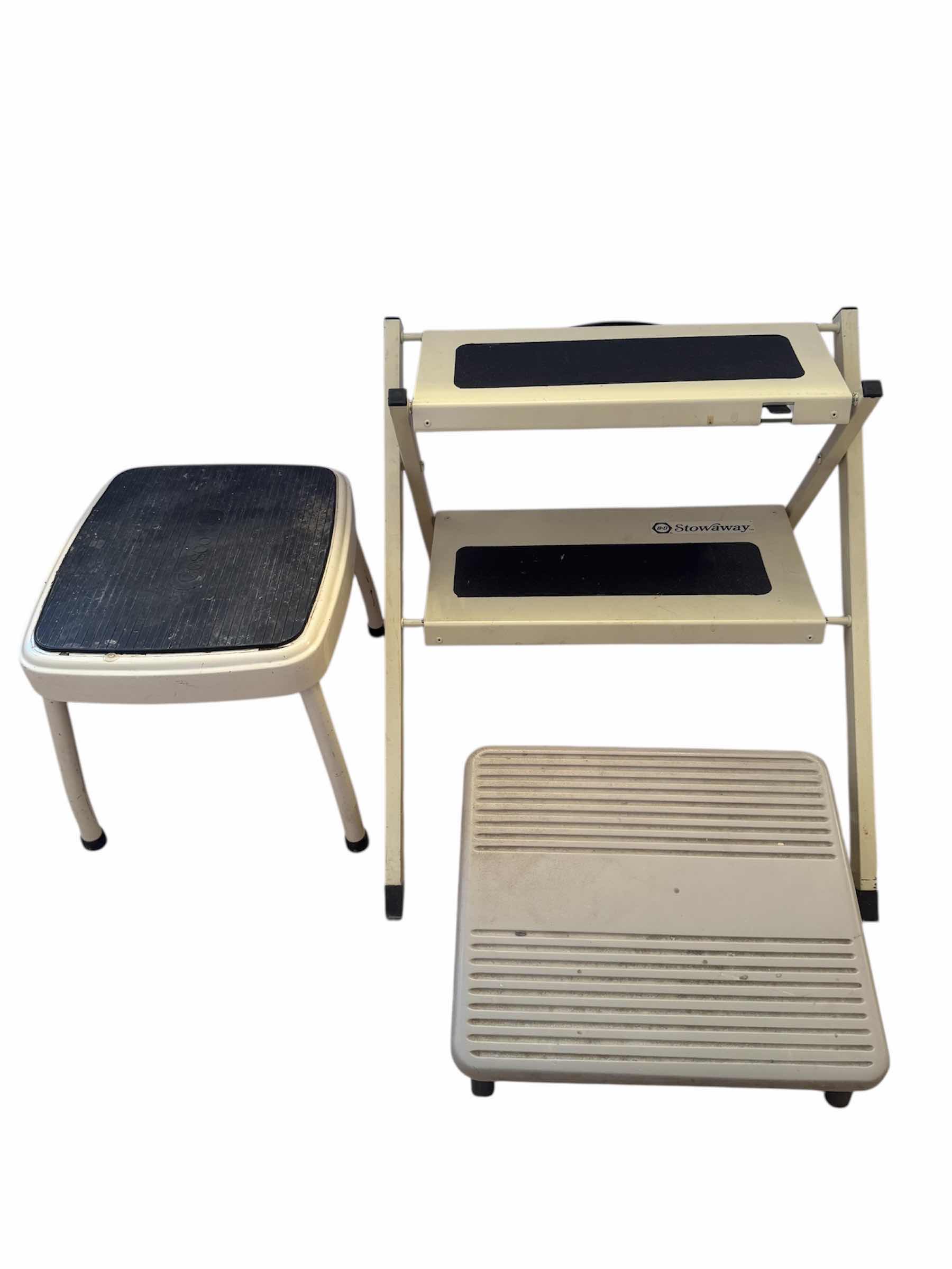 Photo 1 of DECORATIVE STORAGE, STEP STOOLS, STEP LADDER, WOOD AND METAL

H15.5” AND SMALLER