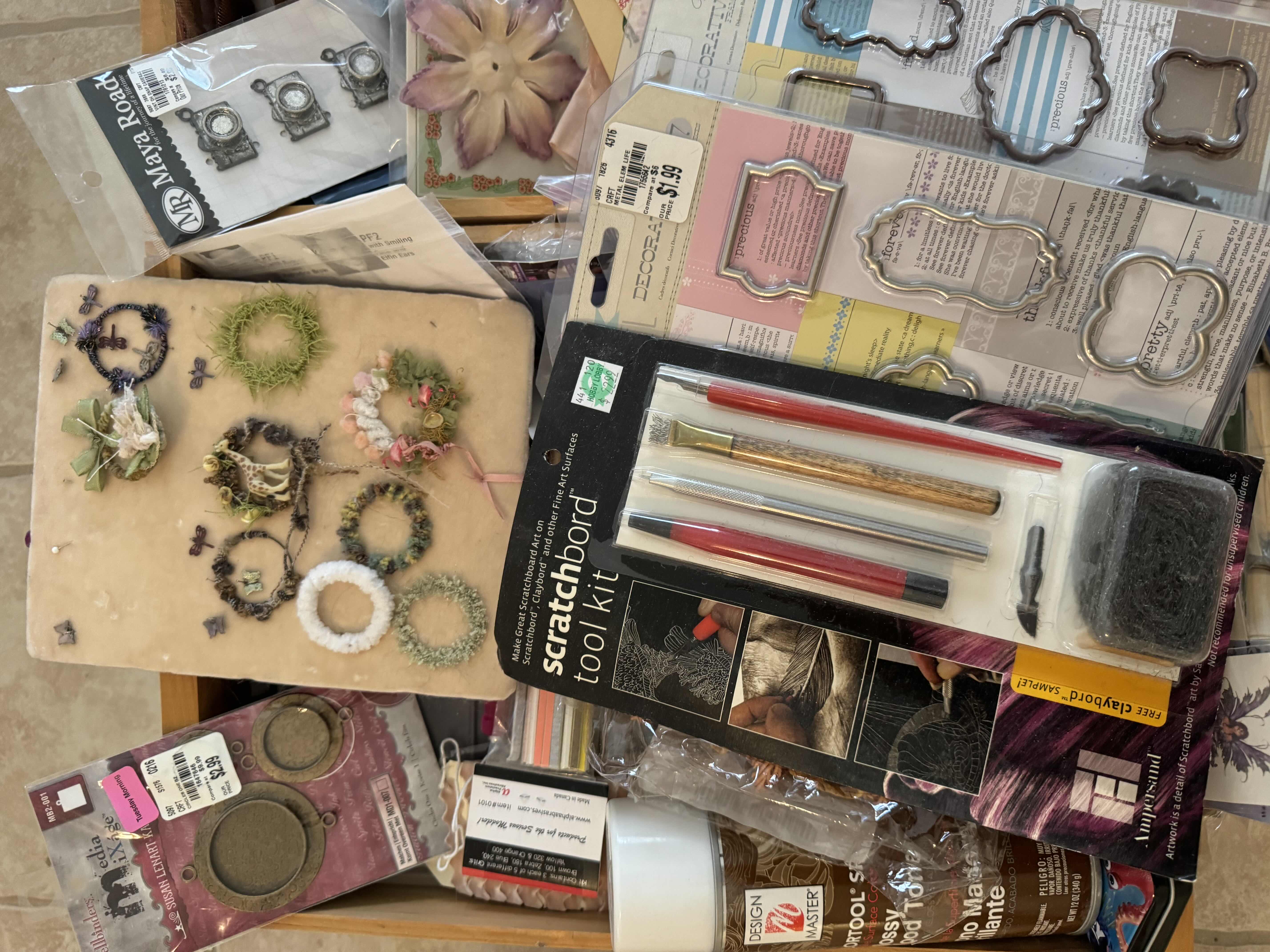 Photo 1 of 2- WOODEN CRATES WITH CRAFTING SUPPLIES