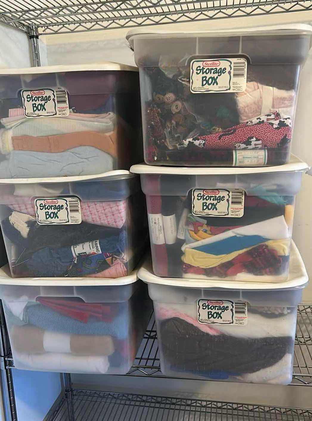 Photo 1 of 5-PLASTIC CONTAINERS OF ASSORTED FABRIC