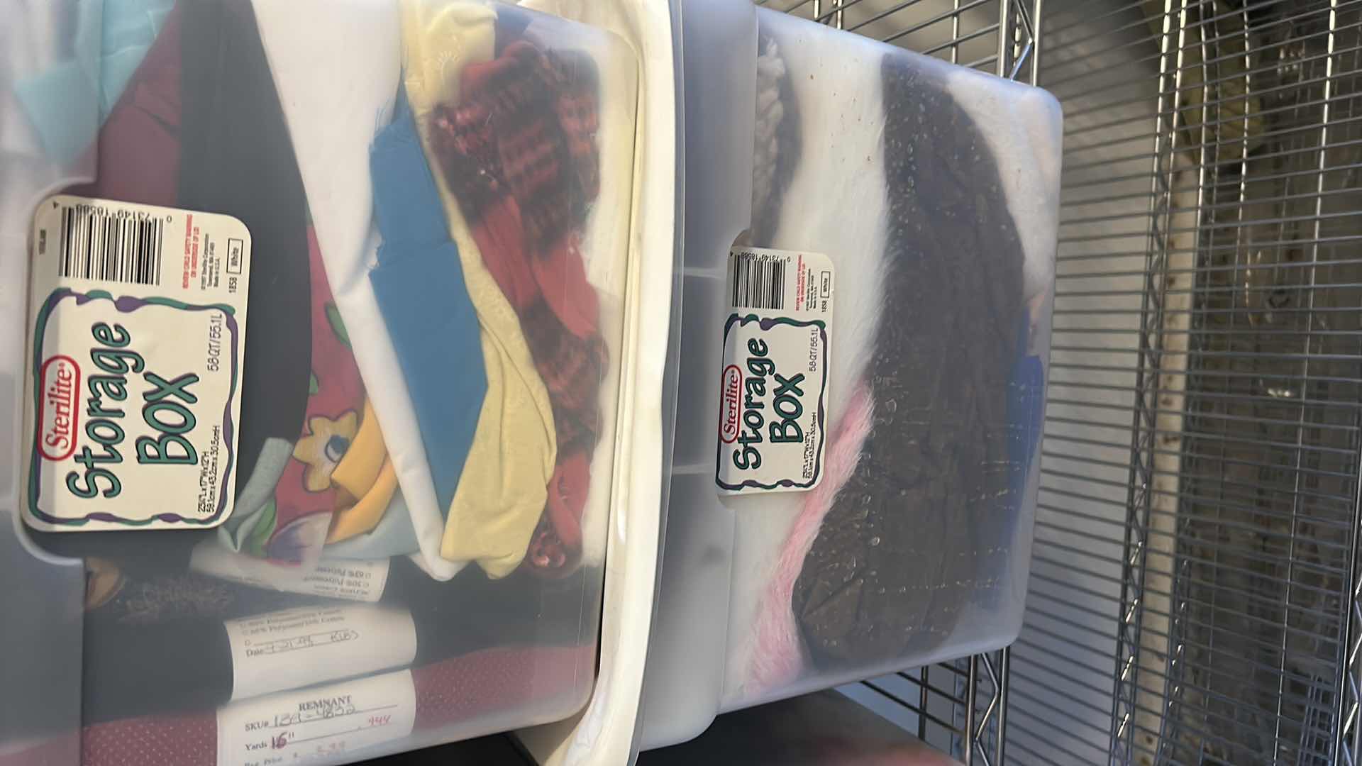 Photo 1 of 5-PLASTIC CONTAINERS OF ASSORTED FABRIC