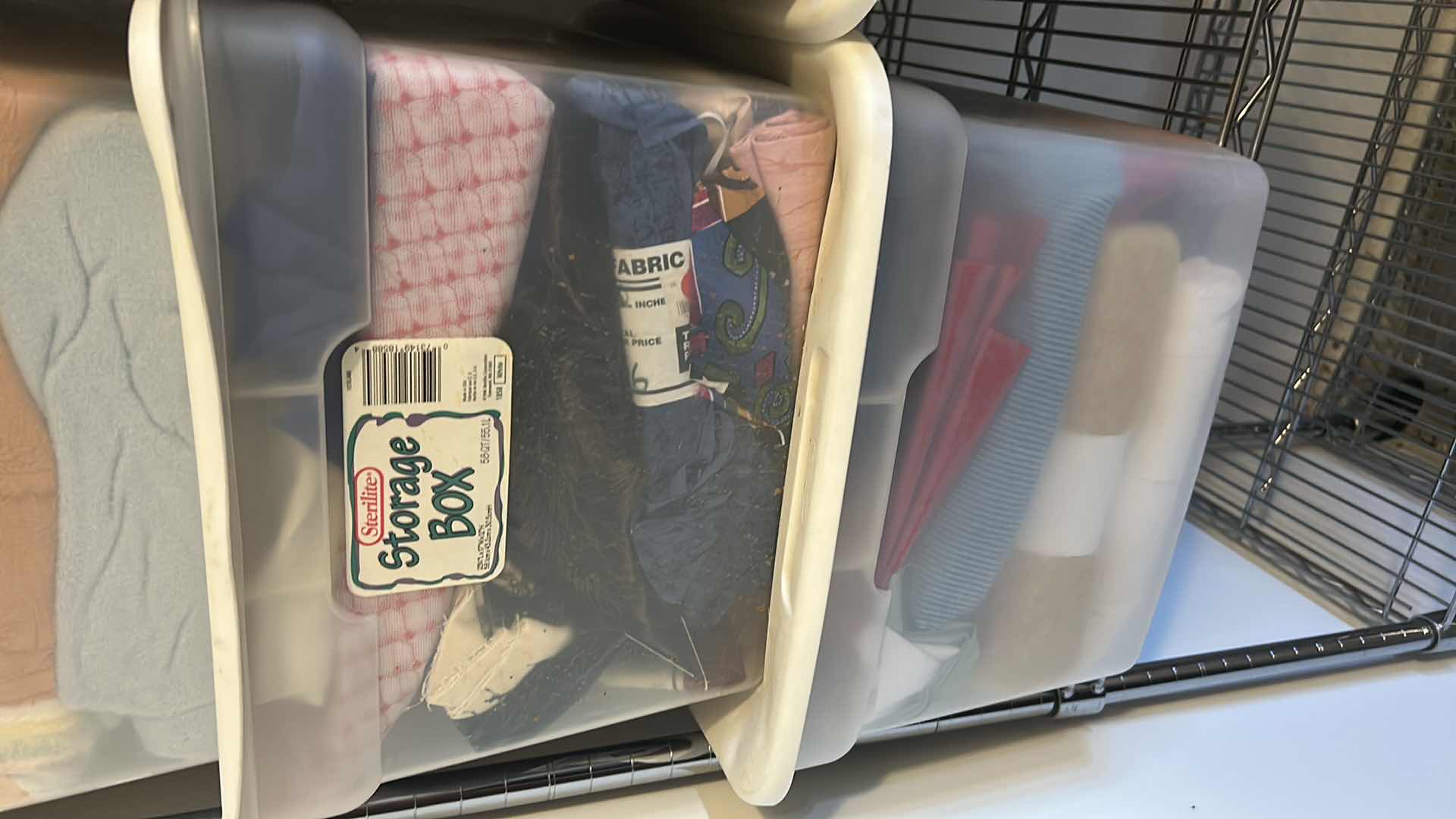 Photo 1 of 5-PLASTIC CONTAINERS OF ASSORTED FABRIC